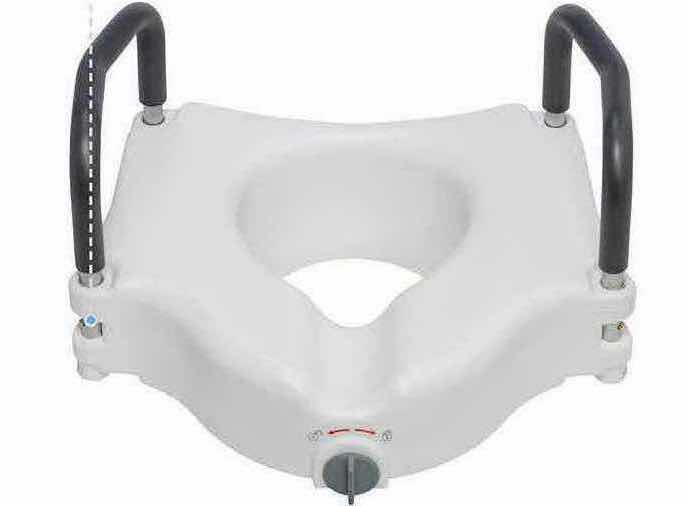 Photo 1 of DRIVE MEDICAL 2 IN 1 STANDARD RAISED TOILET SEAT W REMOVABLE PADDED ARMS RTL12027RA