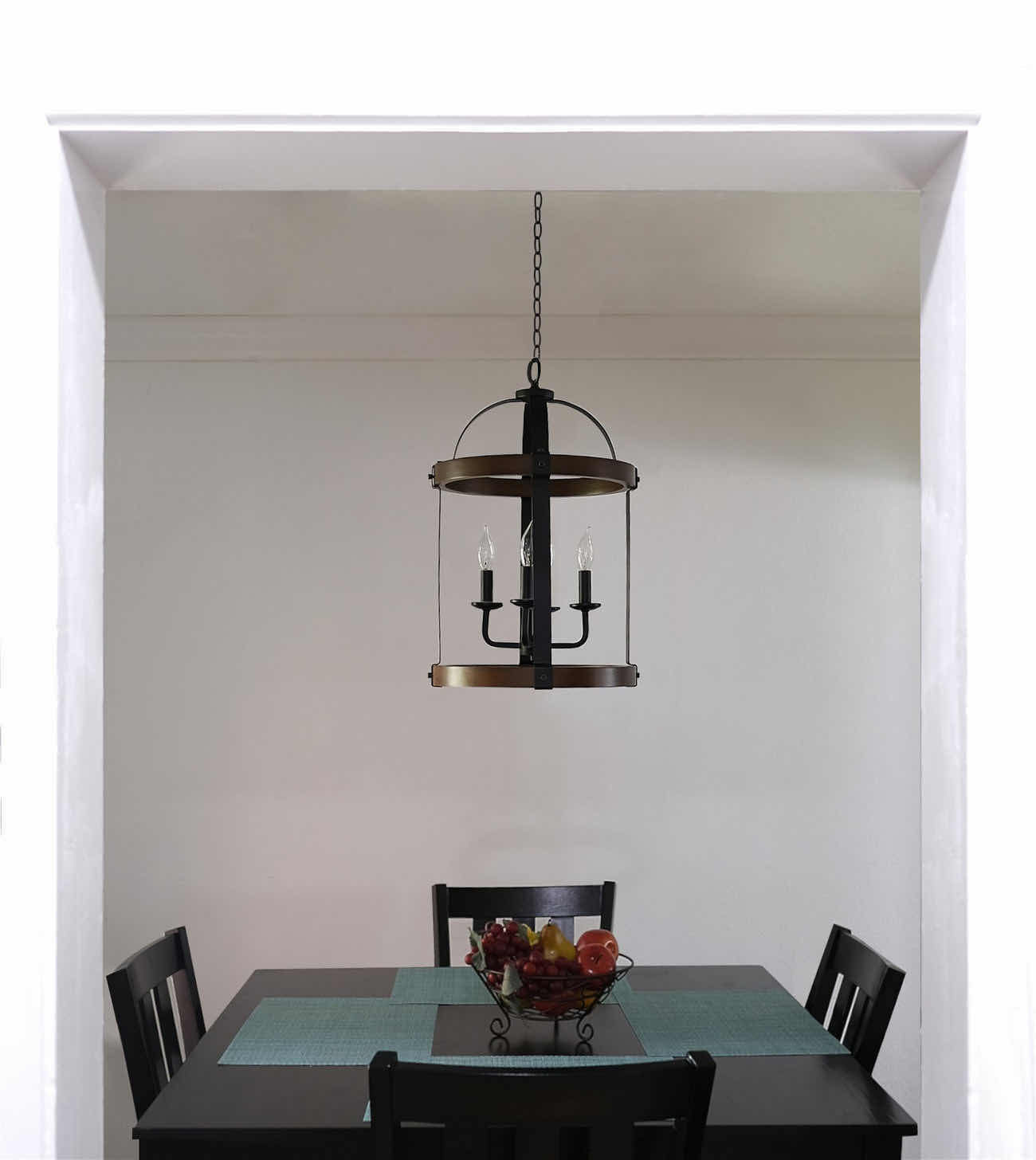 Photo 2 of KIRA HOME OSPREY BLACK RUSTIC WALNUT FINISH 4 LIGHT BIRDCAGE CHANDELIER 810018522254