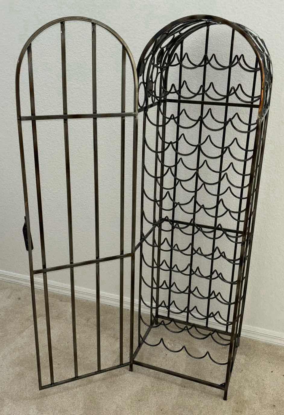 Photo 4 of MID-CENTURY INDUSTRIAL METAL  STYLE 50 BOTTLE WINE RACK W MIRRORED EMBELLISHMENTS 15.5” X 17.5” H59”