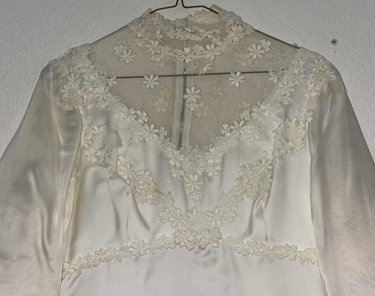 Photo 3 of VINTAGE (1975) CUSTOM WEDDING DRESS, SLIP, VEIL & WARDROBE BAG