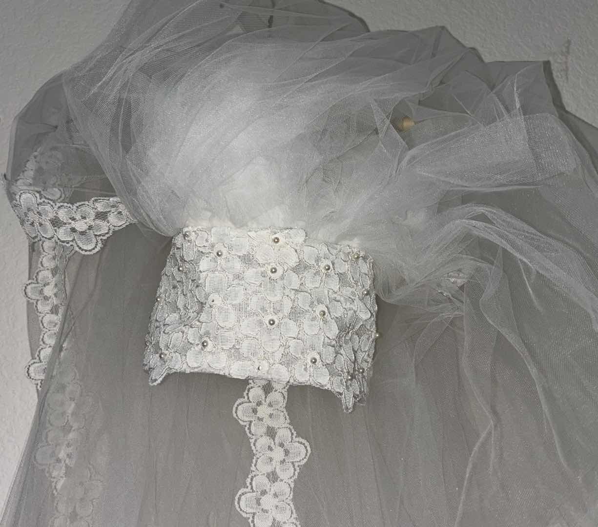 Photo 8 of VINTAGE (1975) CUSTOM WEDDING DRESS, SLIP, VEIL & WARDROBE BAG