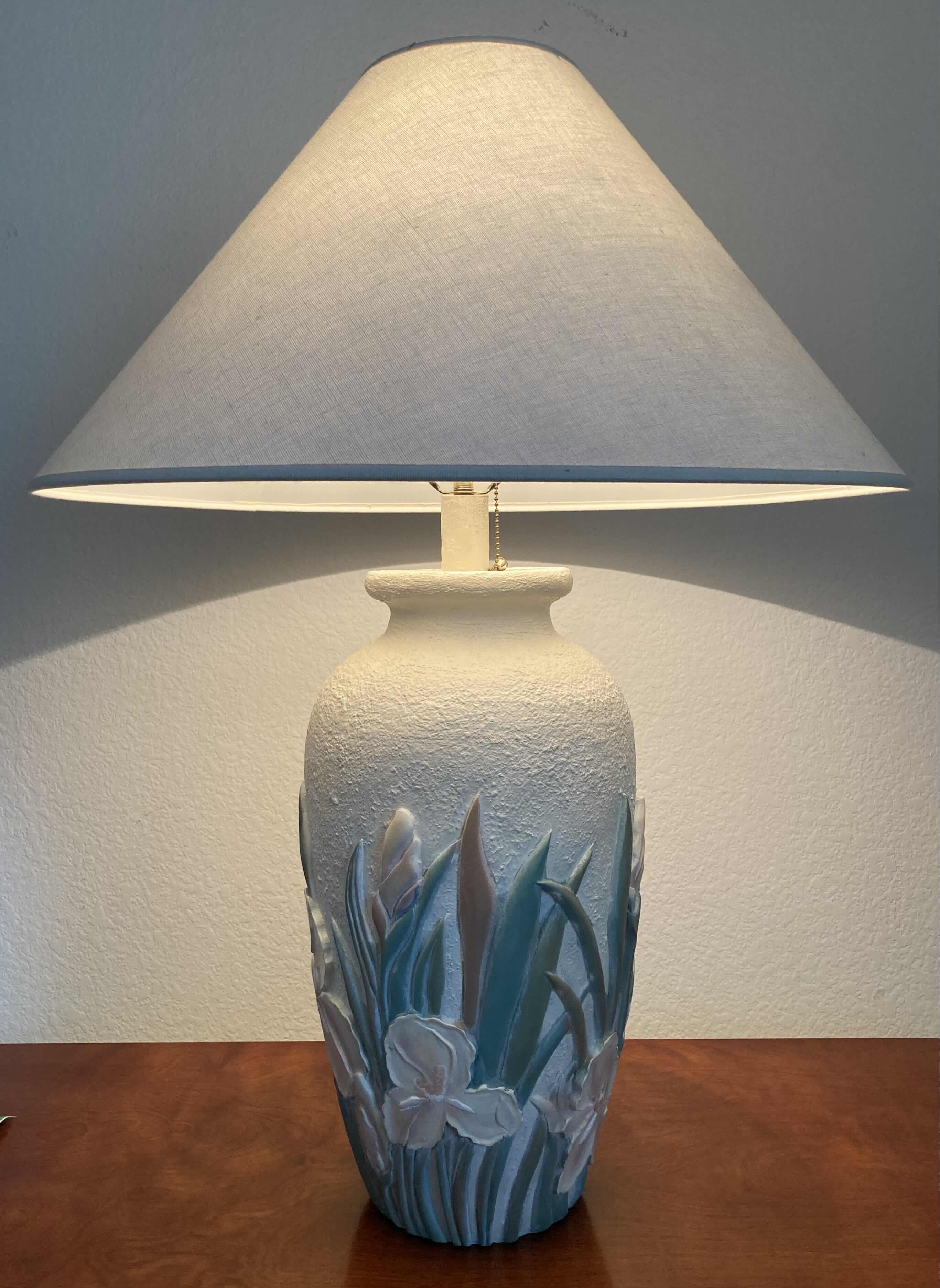 Photo 1 of ANTHONY 3D IRIS FLOWER CERAMIC TABLE LAMP H32.5”