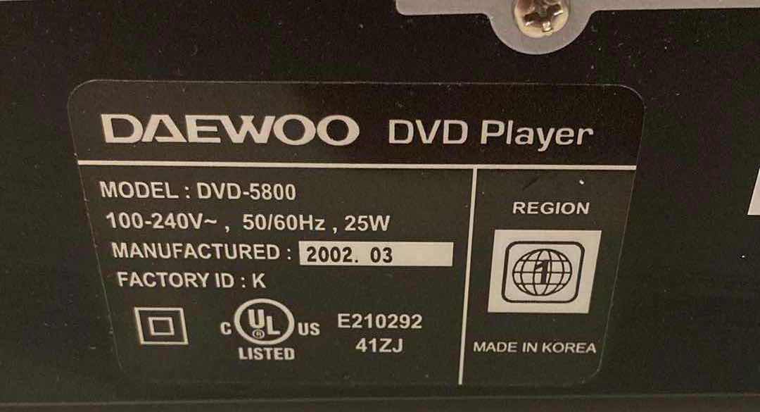 Photo 3 of DAEWOO DVD PLAYER MODEL DVD-5800