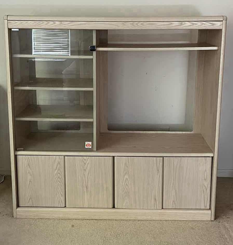 Photo 1 of WHITE WASHED OAK WOOD FINISH ENTERTAINMENT CENTER 49” X 16” H48.5”