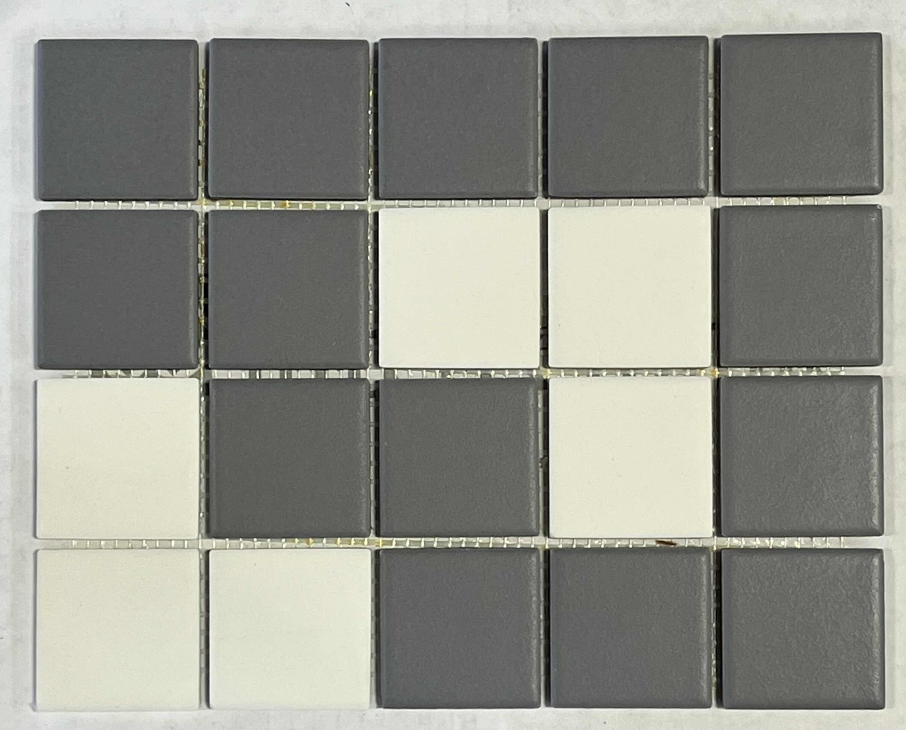 Photo 1 of DALTILE MATTE GRAY & OFF WHITE FINISH CERAMIC MOSAIC WALL TILE 2” X 2”/10” X 8”  (12 SHEETS PER CASE/10CASES APPROX 112 SHEETS TOTAL)