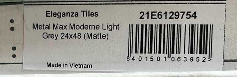 Photo 3 of ELEGANZA METAL MAX MODERNE LIGHT GREY FINISH MATTE PORCELAIN RECTIFIED TILE 24” X 48” (15.50SQFT PER CASE/26CASES APPROX 403SQFT TOTAL)