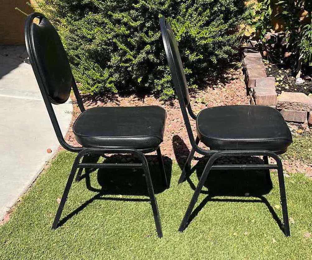 Photo 3 of BLACK PADDED METAL STACKABLE CHAIRS (2) 17.5” X 20” H37.5”