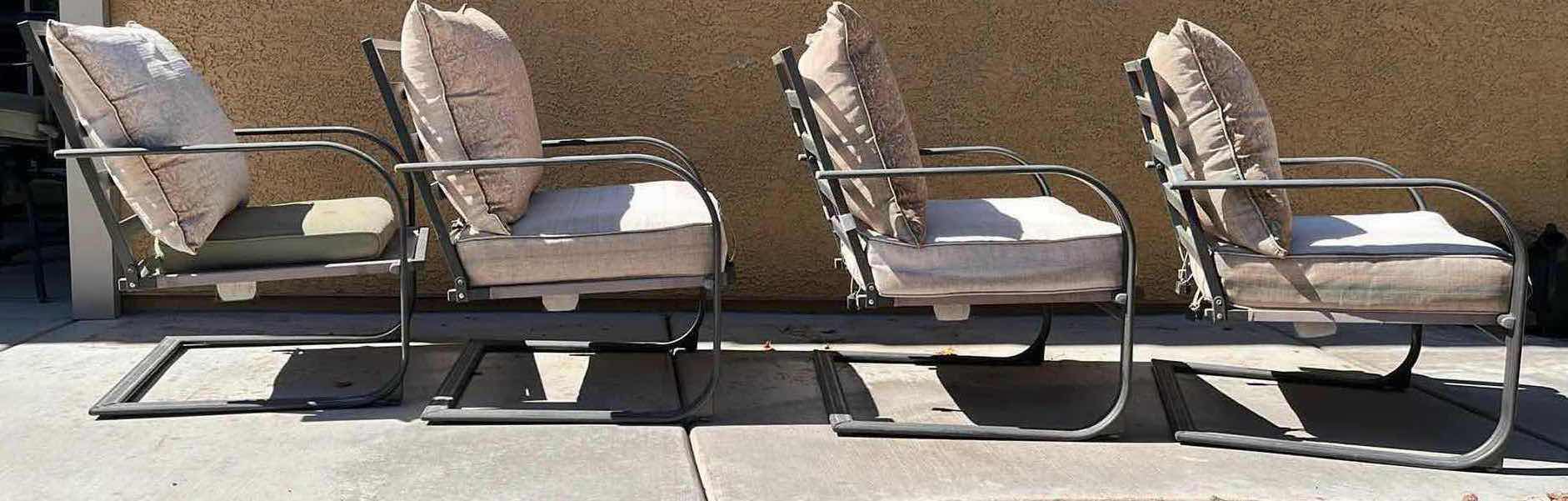 Photo 3 of OUTDOOR BLACK METAL FRAME PATIO CHAIRS (4) 27” X 30.5” H32.25”