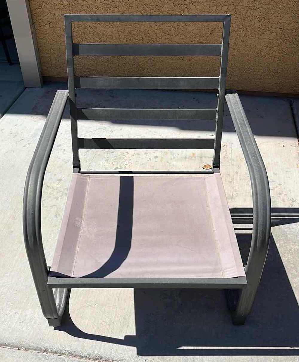 Photo 5 of OUTDOOR BLACK METAL FRAME PATIO CHAIRS (4) 27” X 30.5” H32.25”