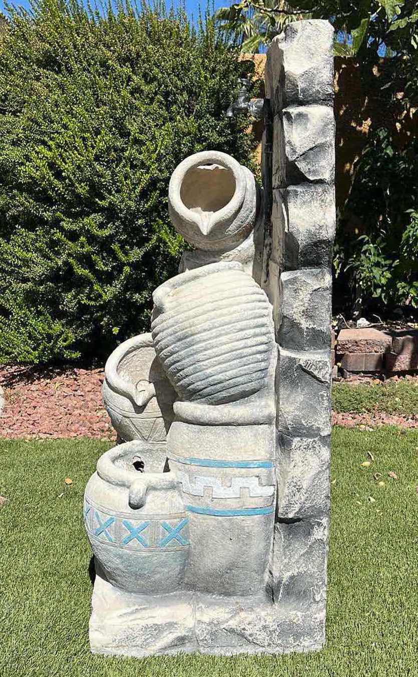 Photo 4 of SOUTHWESTERN STYLE OUTDOOR RESIN POTTERY WATER FEATURE FOUNTAIN 18.25” X 17” H43”