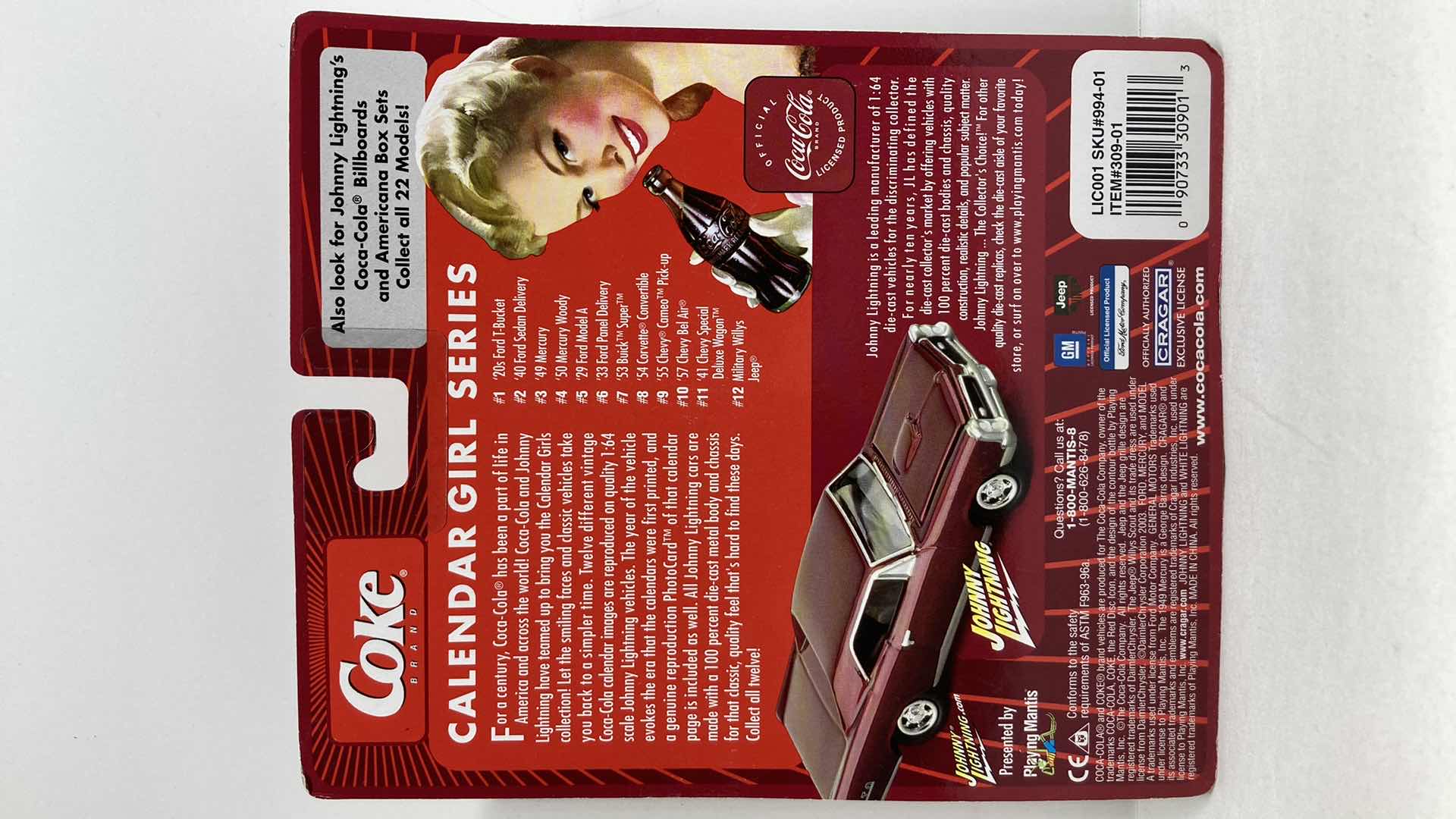 Photo 3 of JOHNNY LIGHTNING COCA-COLA CALENDAR GIRL SERIES ‘33 FORD PANEL CAR