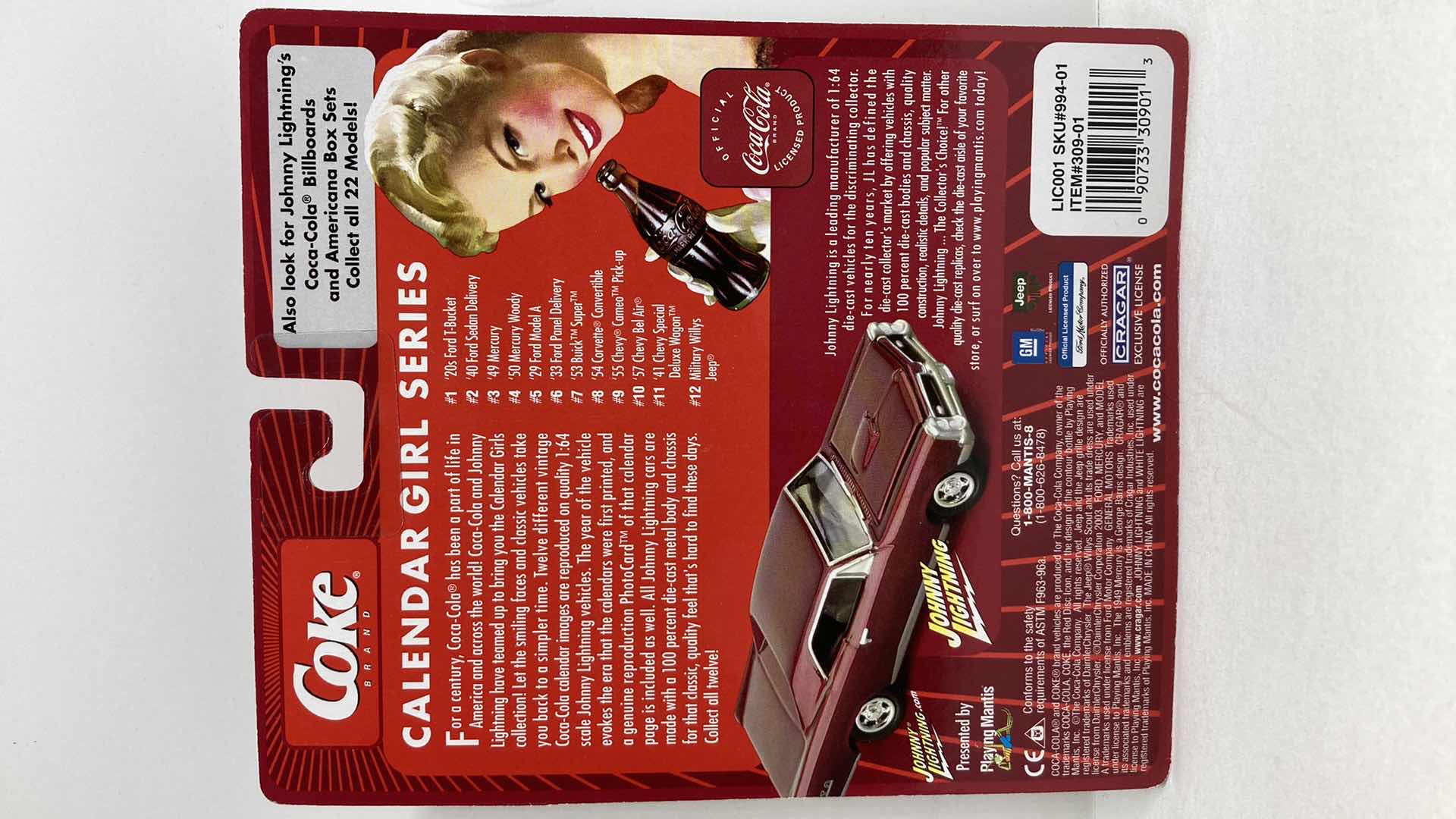 Photo 3 of JOHNNY LIGHTNING COCA-COLA CALENDAR GIRL SERIES ‘40 FORD SEDAN DELIVERY CAR