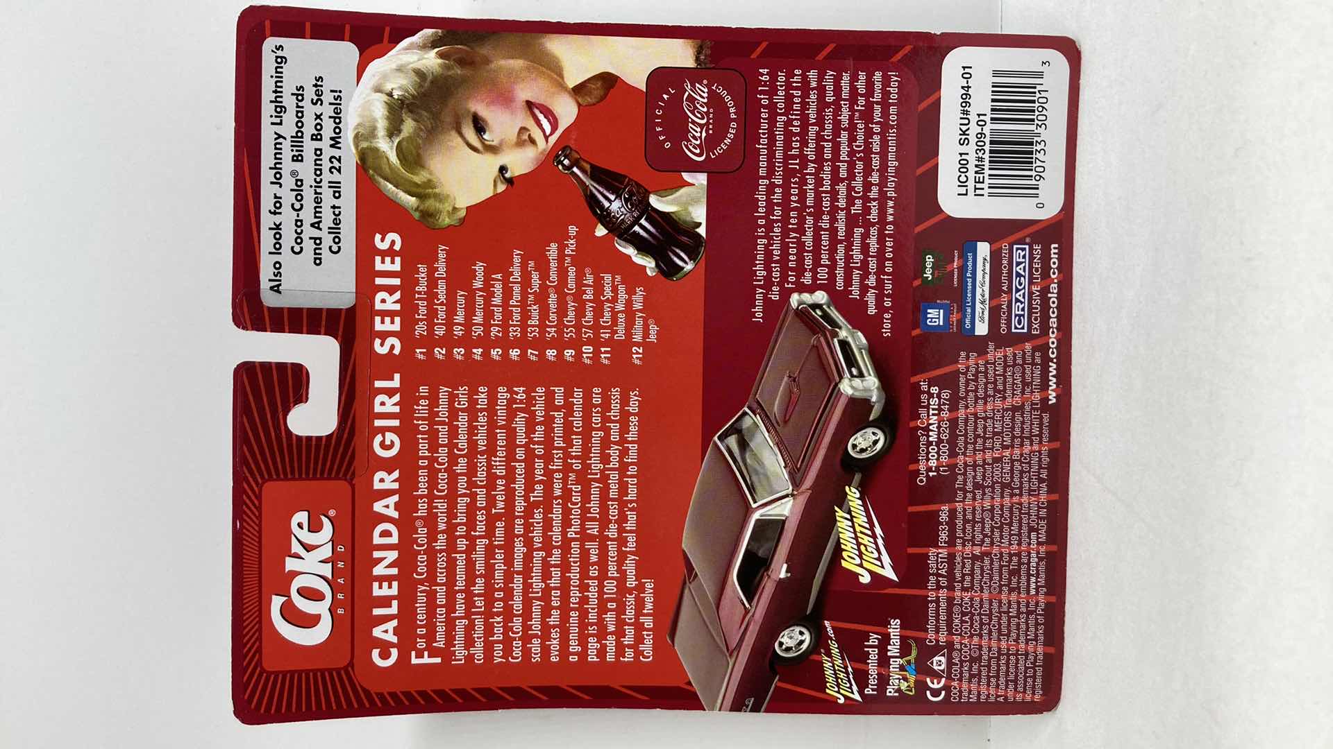 Photo 3 of JOHNNY LIGHTNING COCA-COLA CALENDAR GIRL SERIES 49’ MERCURY CAR