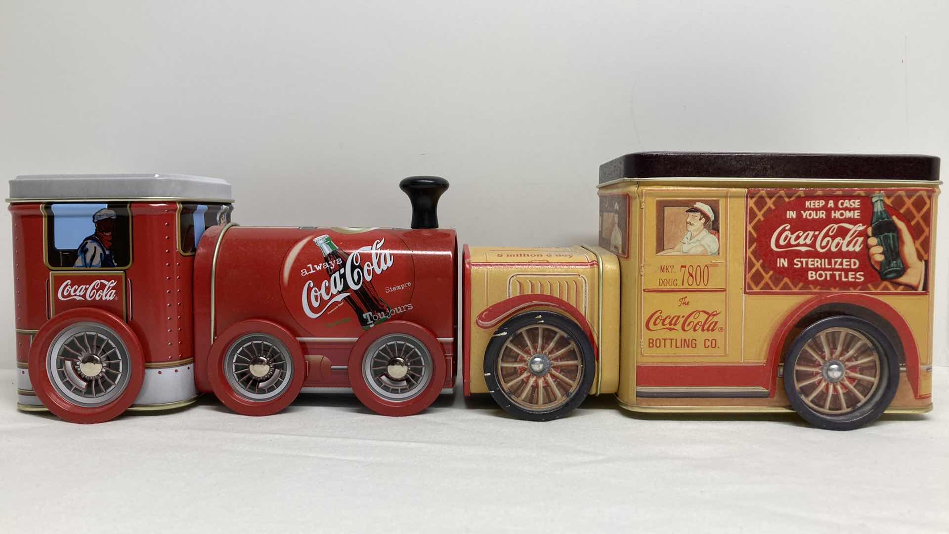 Photo 2 of COCA-COLA EARLY CENTURY STYLE TRAIN & CAR TINS (2) 7” X 3” H4”