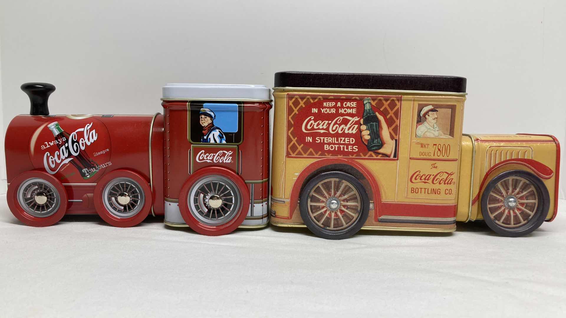 Photo 4 of COCA-COLA EARLY CENTURY STYLE TRAIN & CAR TINS (2) 7” X 3” H4”