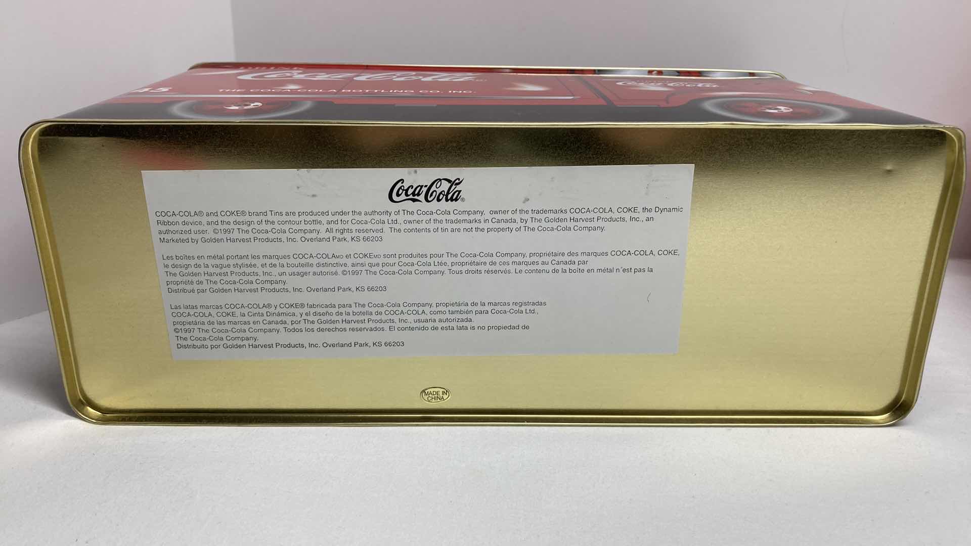 Photo 4 of COCA-COLA ROUND POLAR BEAR TIN AND RECTANGLE COKE TRUCK TIN 12” X 4.5” H6.5”