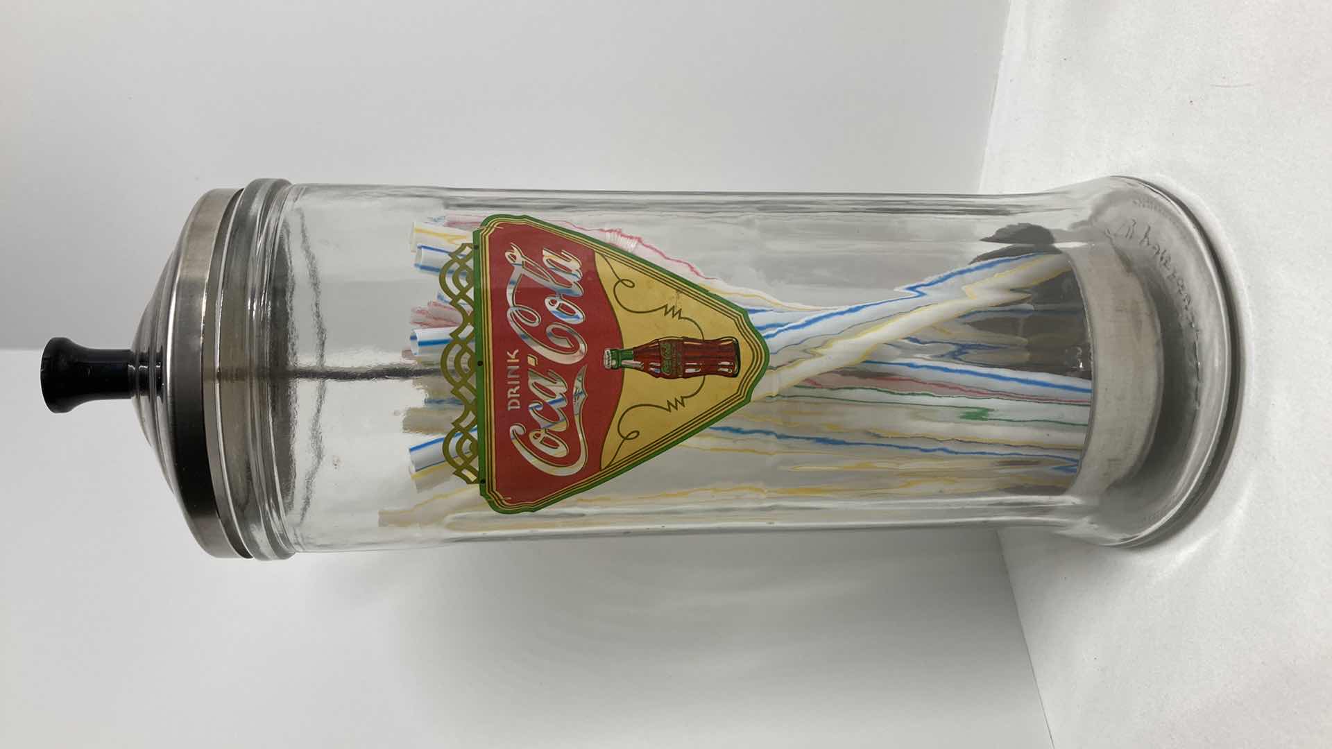 Photo 2 of COCA-COLA GLASS STRAW CANISTER & NAPKIN HOLDER