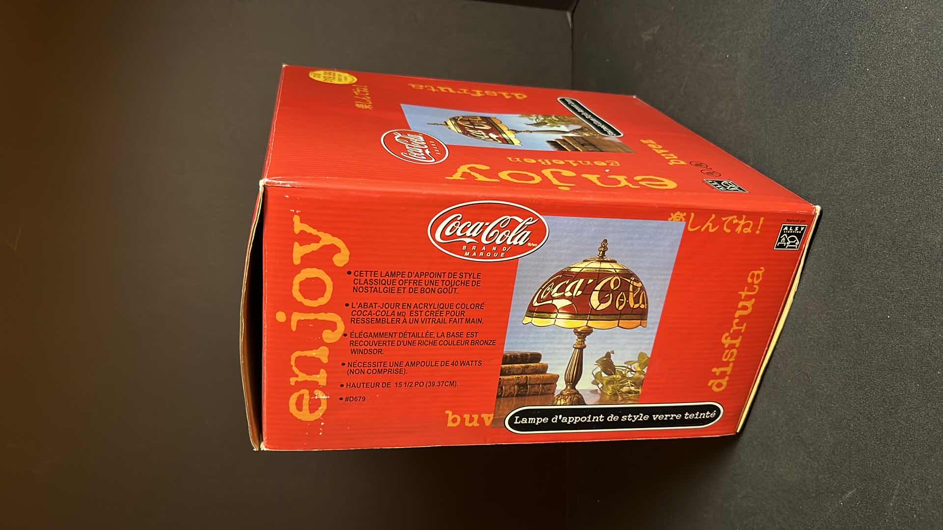 Photo 2 of NIB COCA-COLA STAINED GLASS STYLE ACCENT LAMP 15.5”H, 2000 (STOCK #D679)