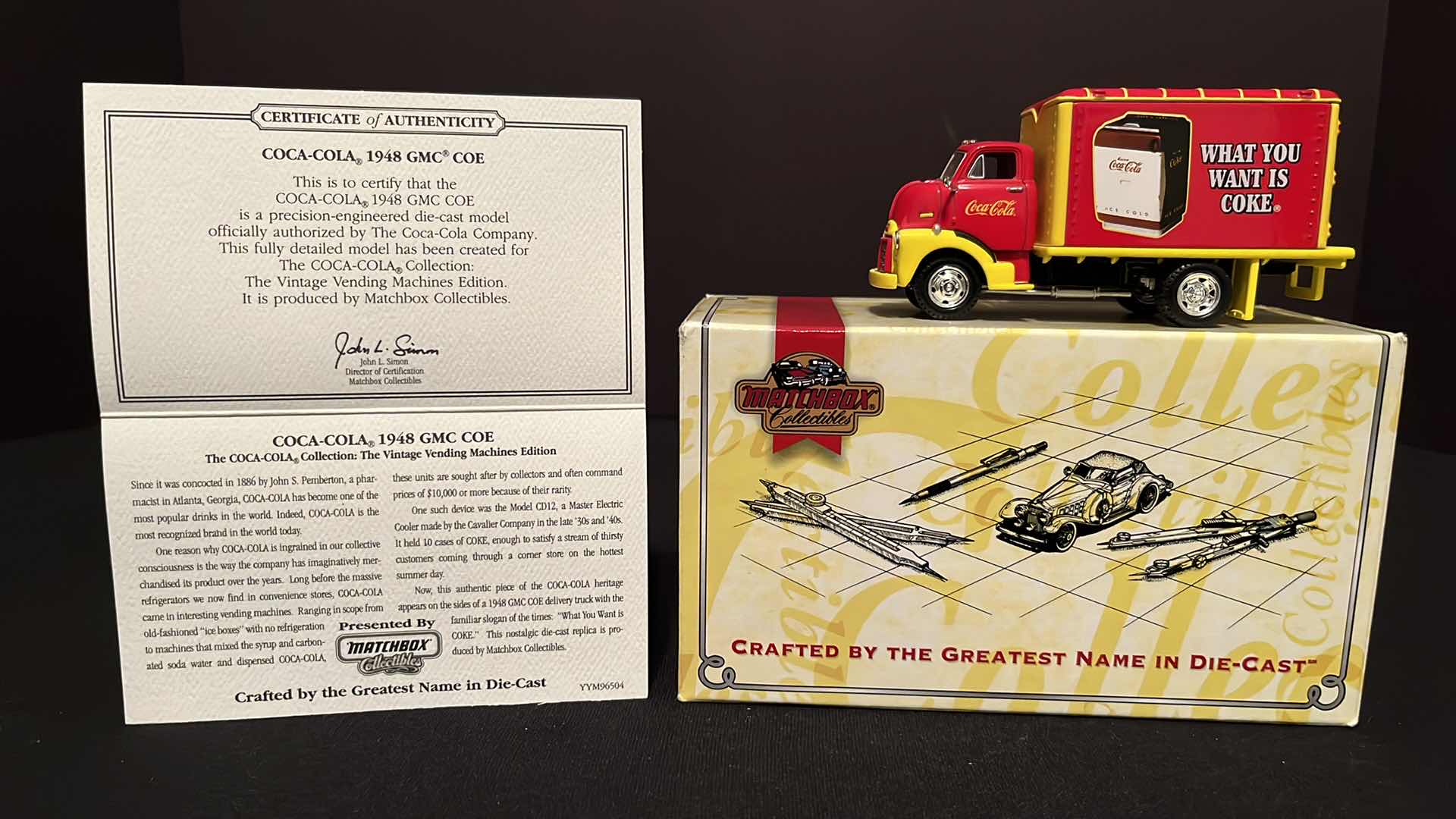 Photo 1 of COCA-COLA MATCHBOX COLLECTIBLES MODELS OF YESTERYEAR 1948 GMC COE, W COA, 1995 (MODEL YYM96504)