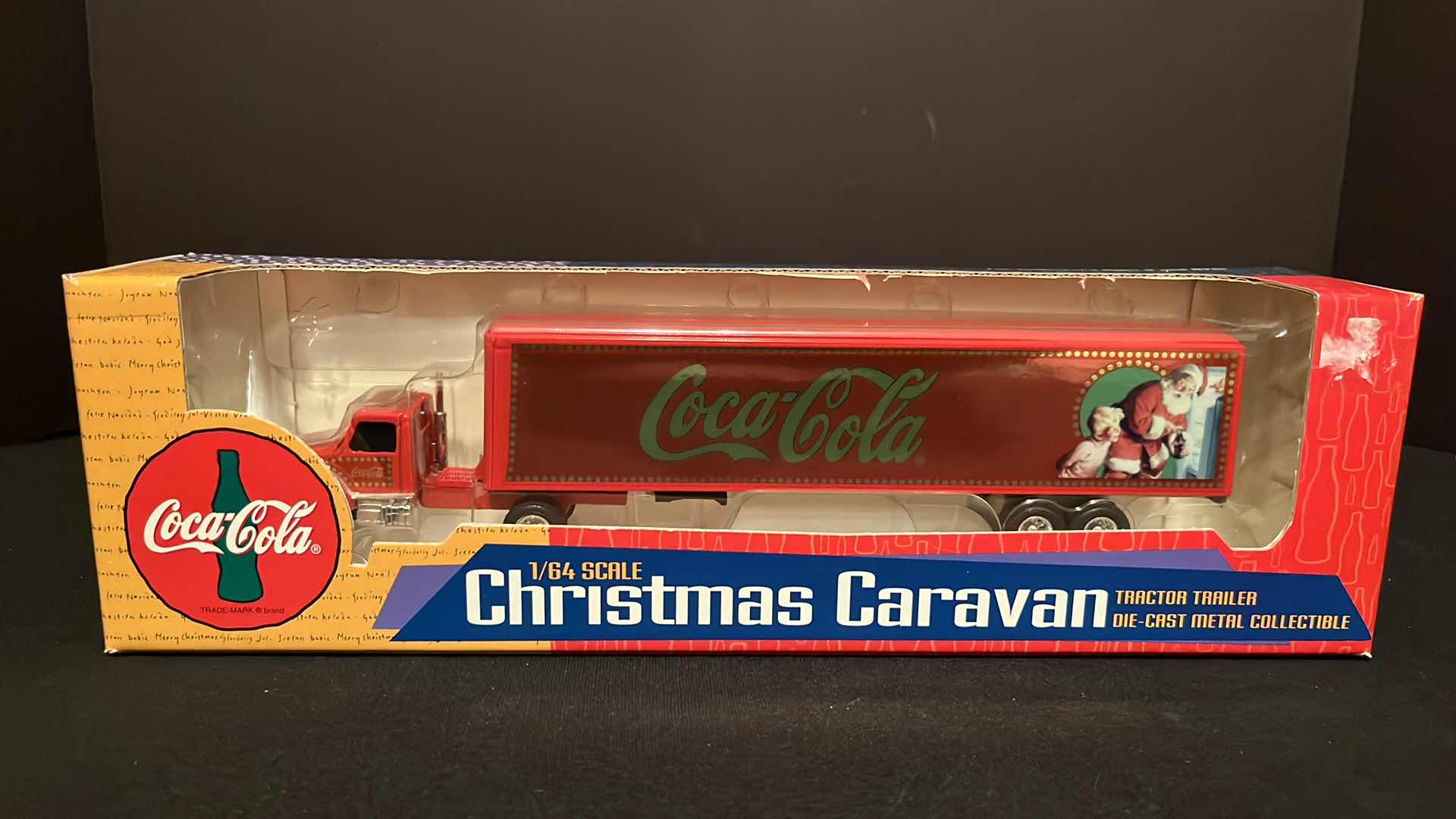 Photo 1 of ERTL COMPANY COCA-COLA COLLECTION INTERNATIONAL 1/64 SCALE DIE-CAST METAL CHRISTMAS CARAVAN TRACTOR TRAILER, 1996 (STOCK #T625)