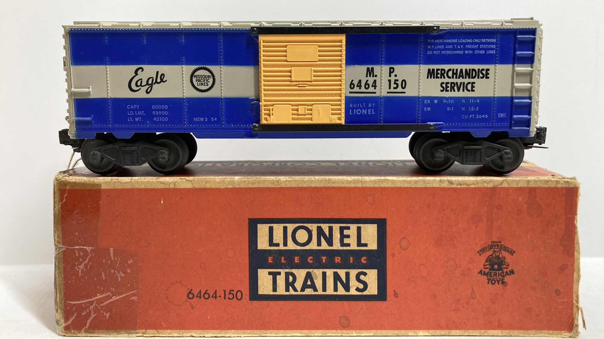 Photo 1 of LIONEL ELECTRIC TRAINS MISSOURI PACIFIC BOX CAR 6464-150