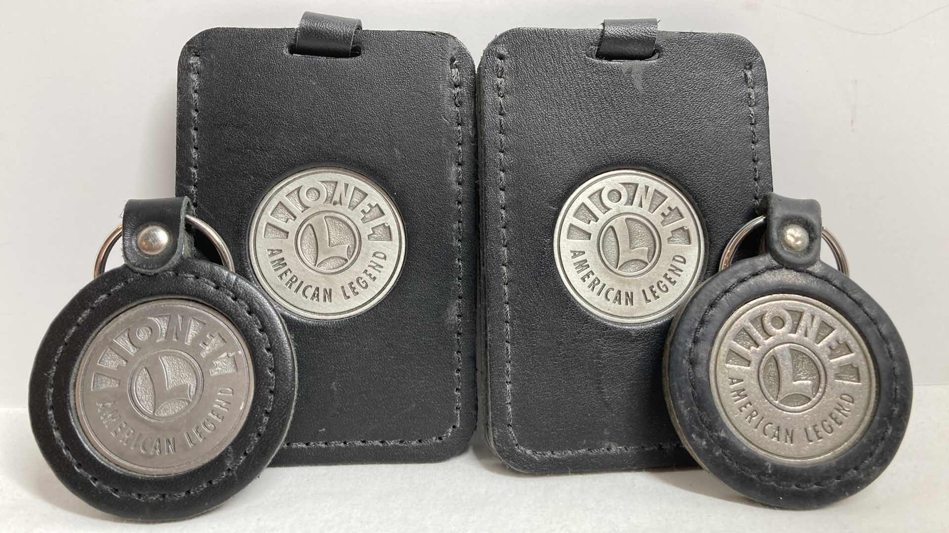 Photo 1 of LIONEL LEATHER KEYCHAIN (2) & LEATHER LUGGAGE TAGS (2)