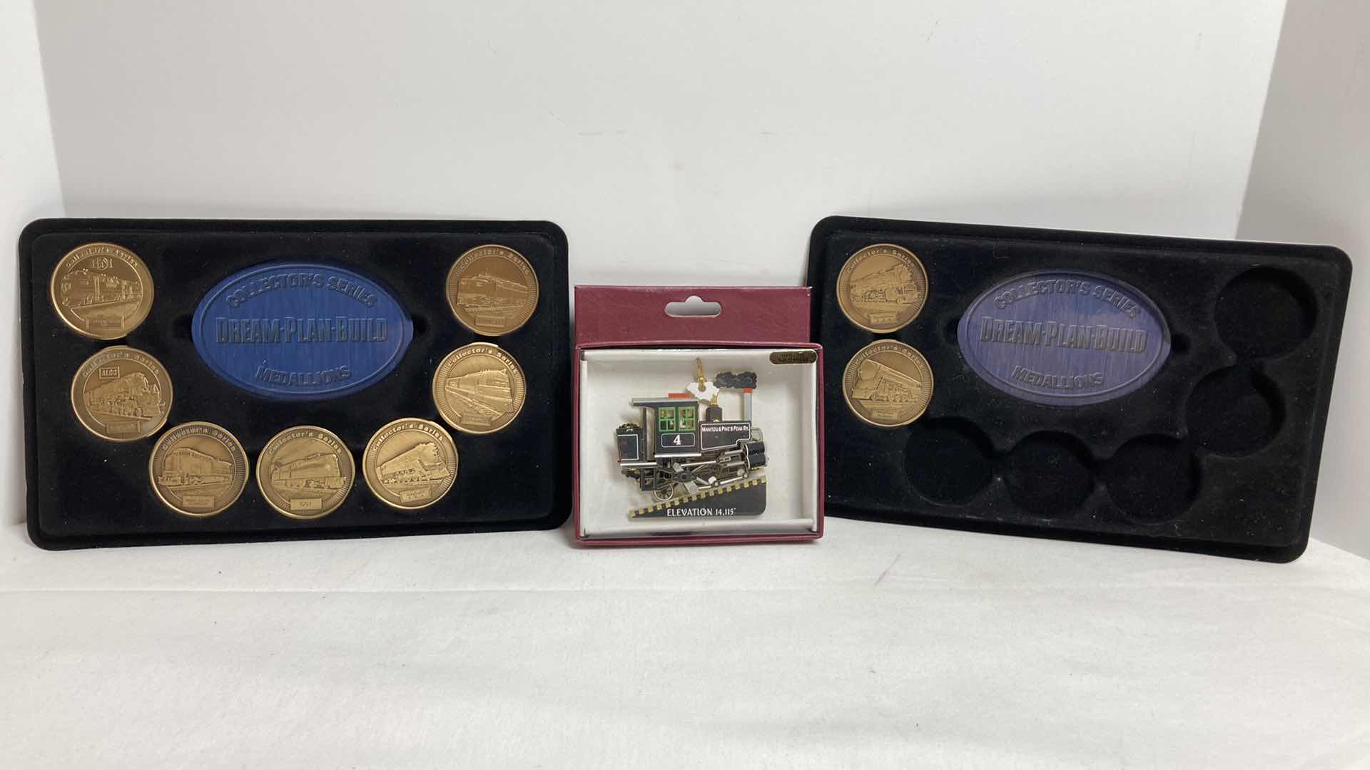 Photo 1 of COLLECTORS SERIES MEDALLIONS (9) W NATIONS TREASURES MANITOU & PIKES PEAK RY ORNAMENT