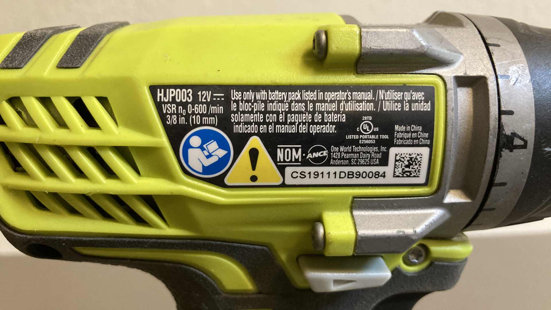 Photo 8 of RYOBI DRILL W CHARGER MODEL HJP003