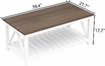 Photo 2 of NEW CHOOCHOO RUSTIC WOOD TOP WHITE BASE COFFEE TABLE MODEL CT19001-WH