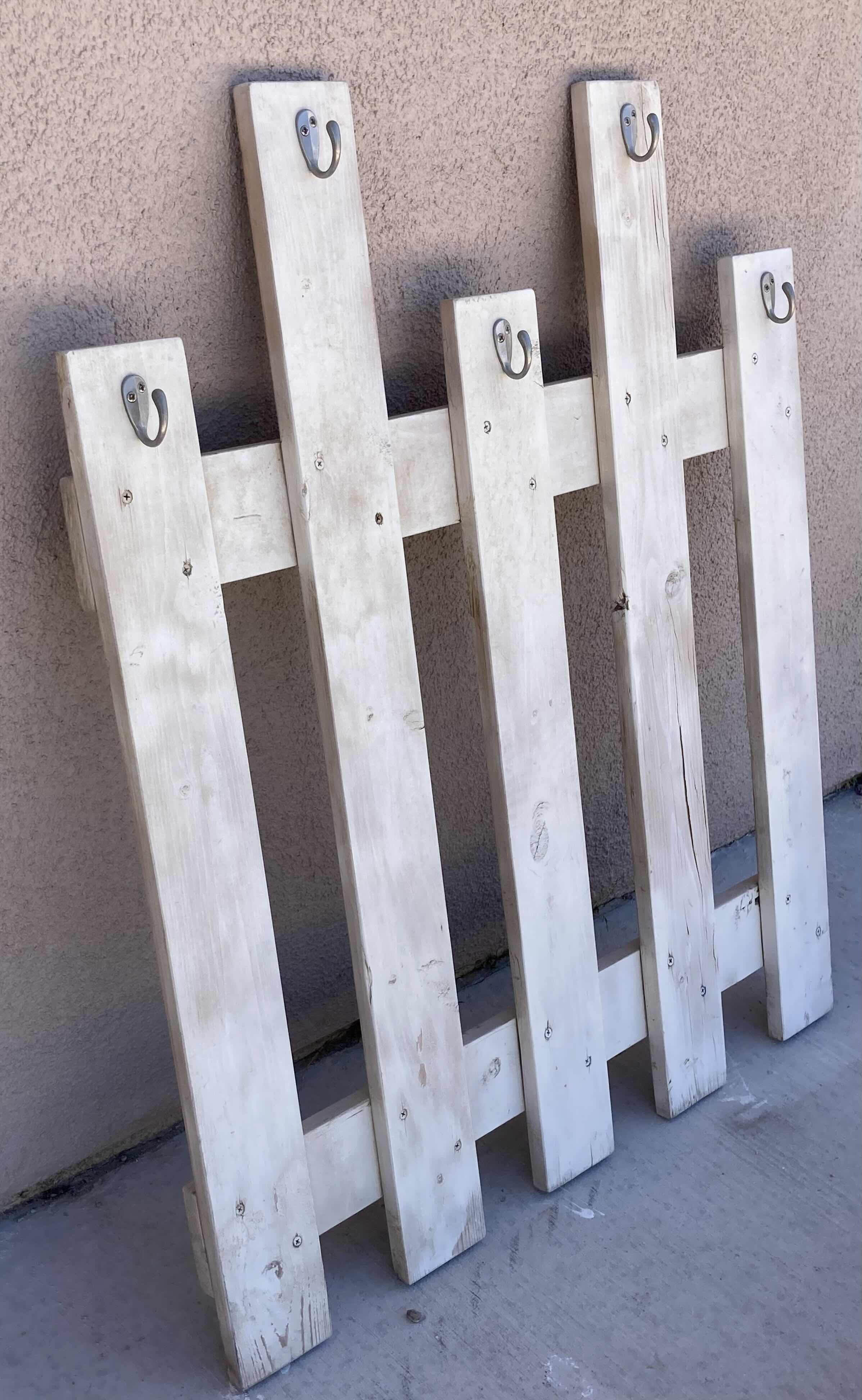 Photo 3 of HAND CRAFTED RUSTIC PICKET FENCE STYLE COAT RACK 30” X 36”