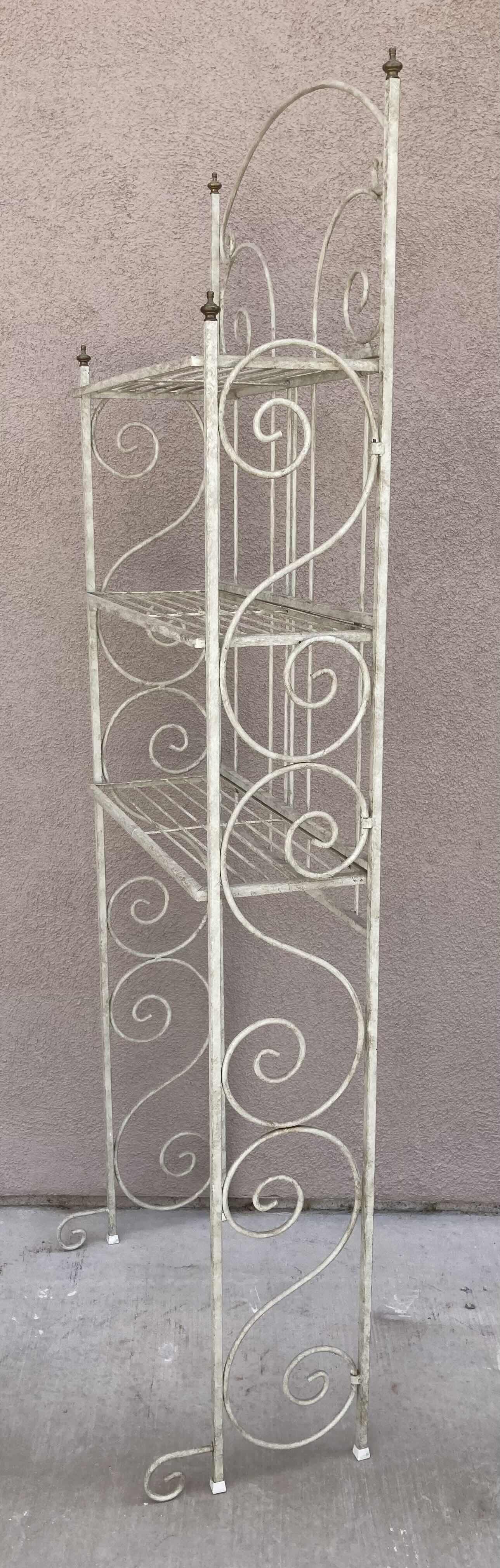 Photo 4 of RUSTIC ORNATE WEATHERED FINISH 3 SHELF METAL RACK 24.5” X 9.5” H70.5”