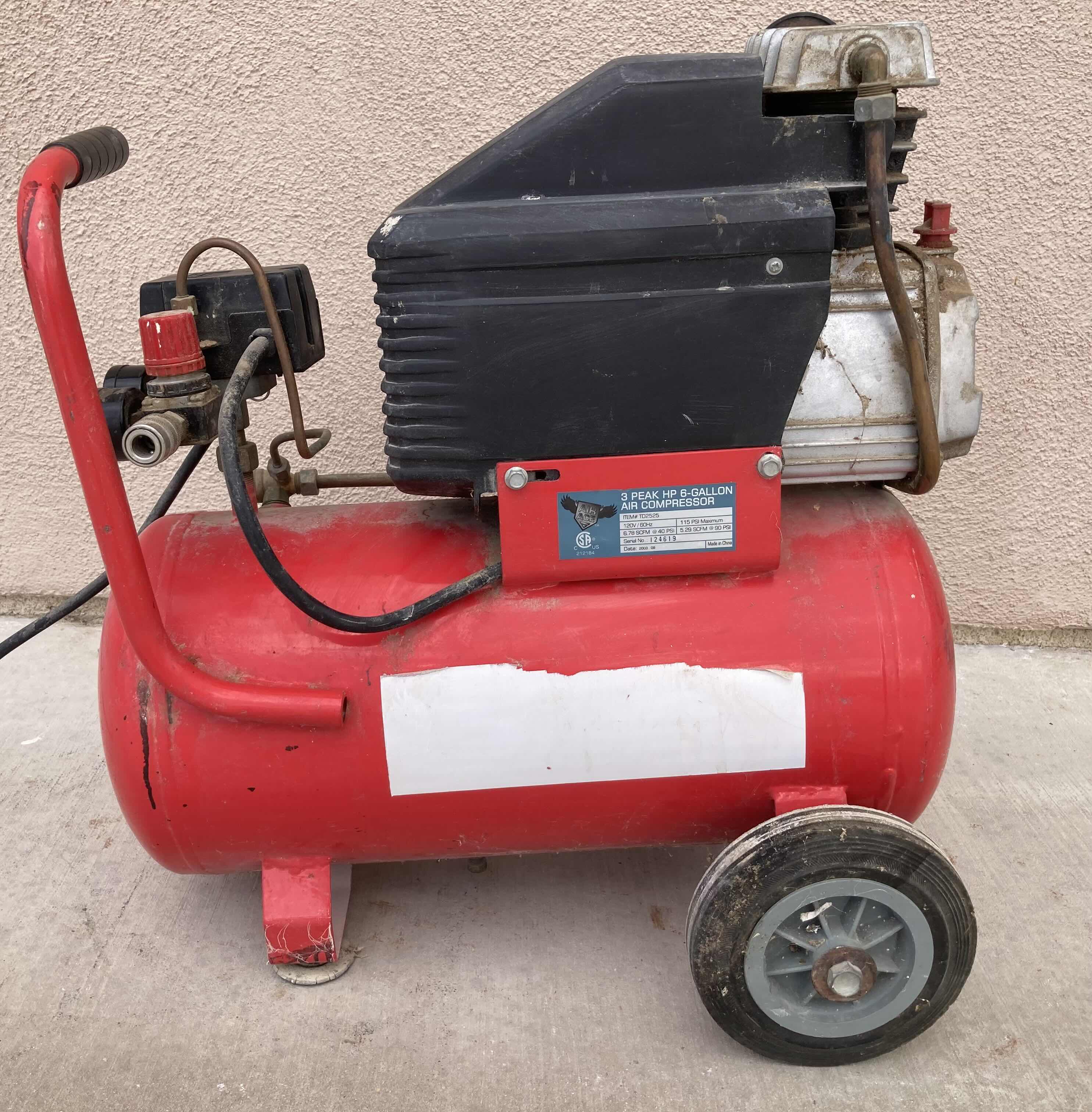 Photo 1 of AIR ACE 3 PEAK 6GAL 115PSI AIR COMPRESSOR MODEL TD2525