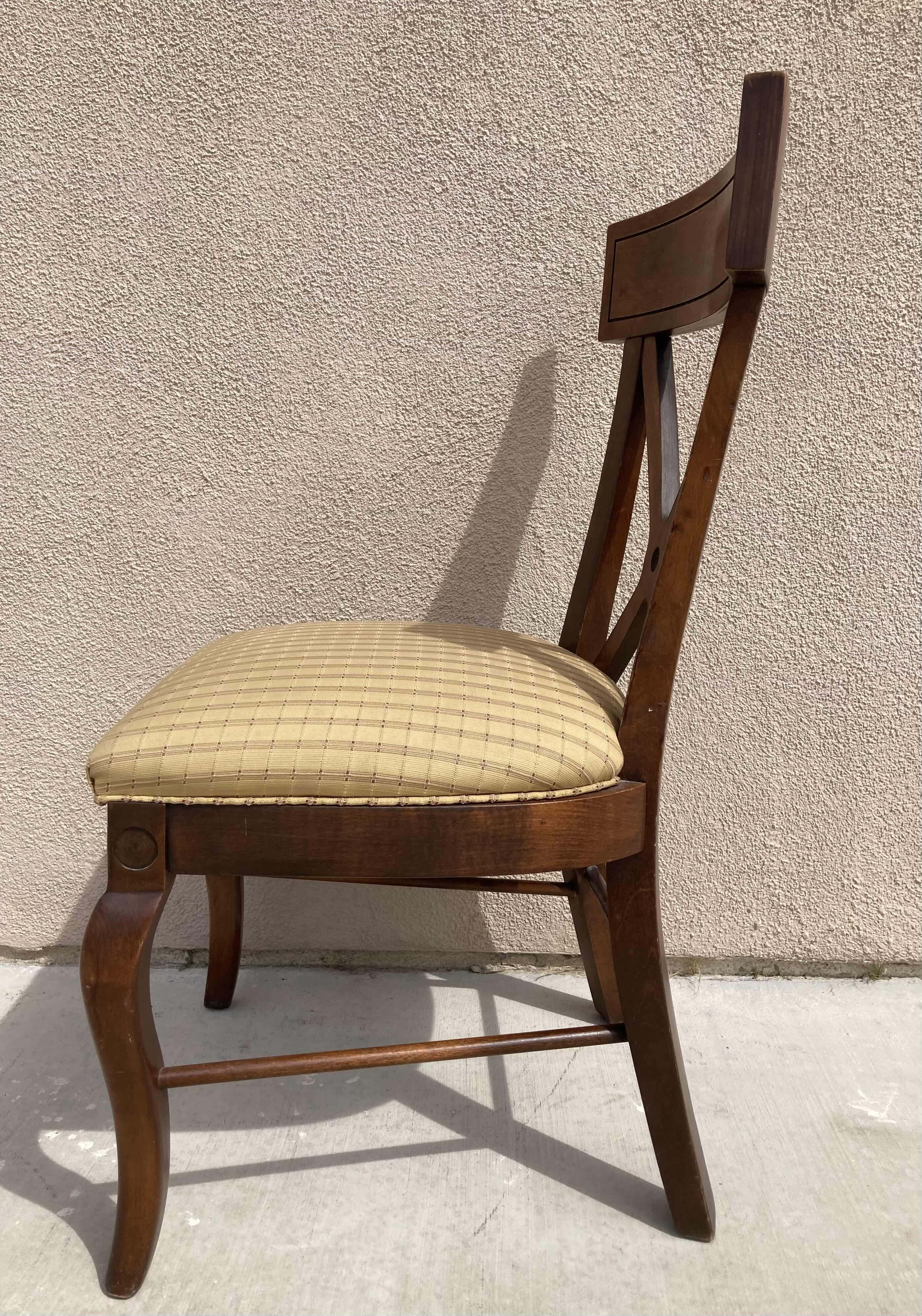 Photo 5 of AMTREND WOOD PLAID UPHOLSTERED SEAT DINING SIDE CHAIR 20.25” X 19.5” H 35.5”