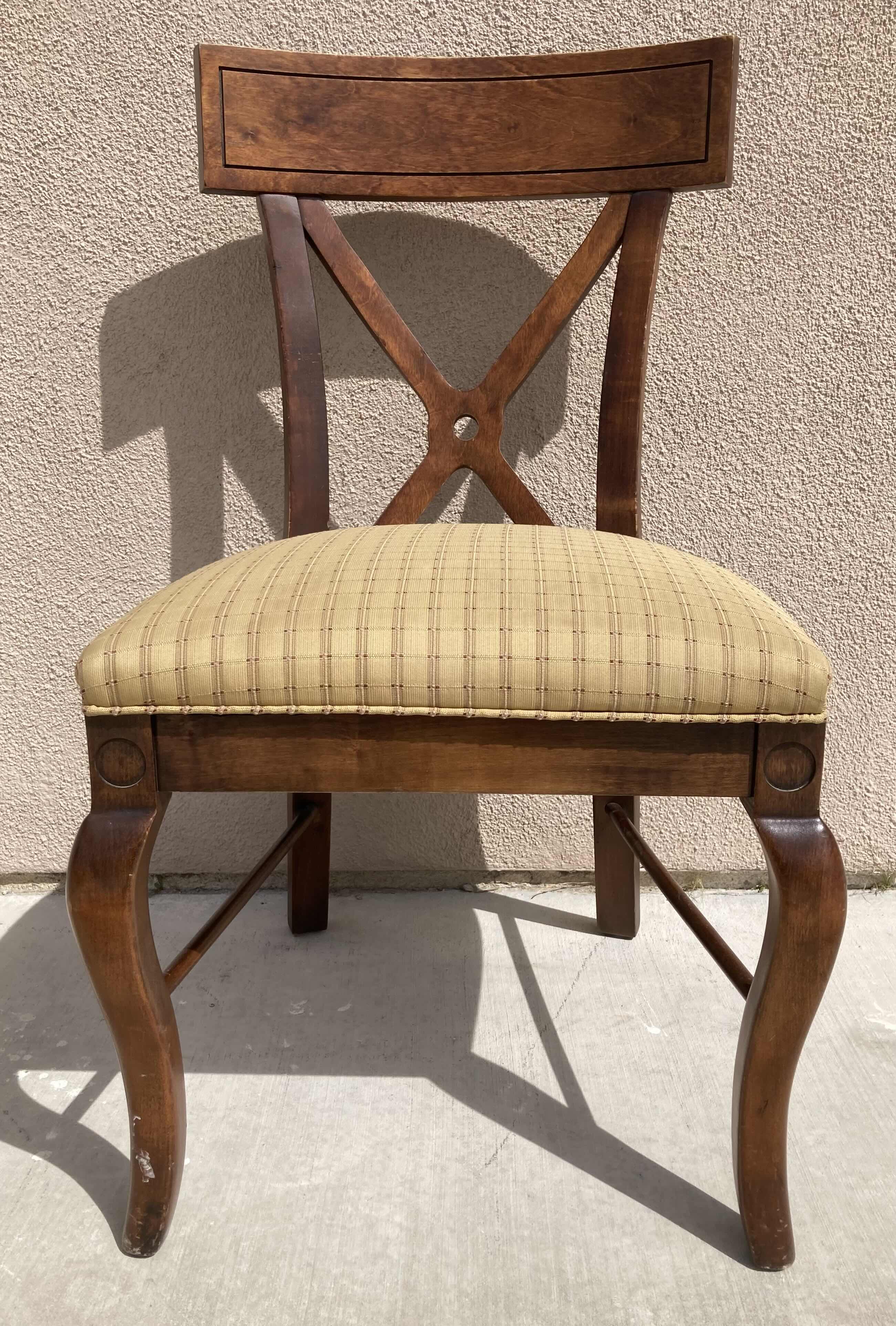 Photo 1 of AMTREND WOOD PLAID UPHOLSTERED SEAT DINING SIDE CHAIR 20.25” X 19.5” H 35.5”