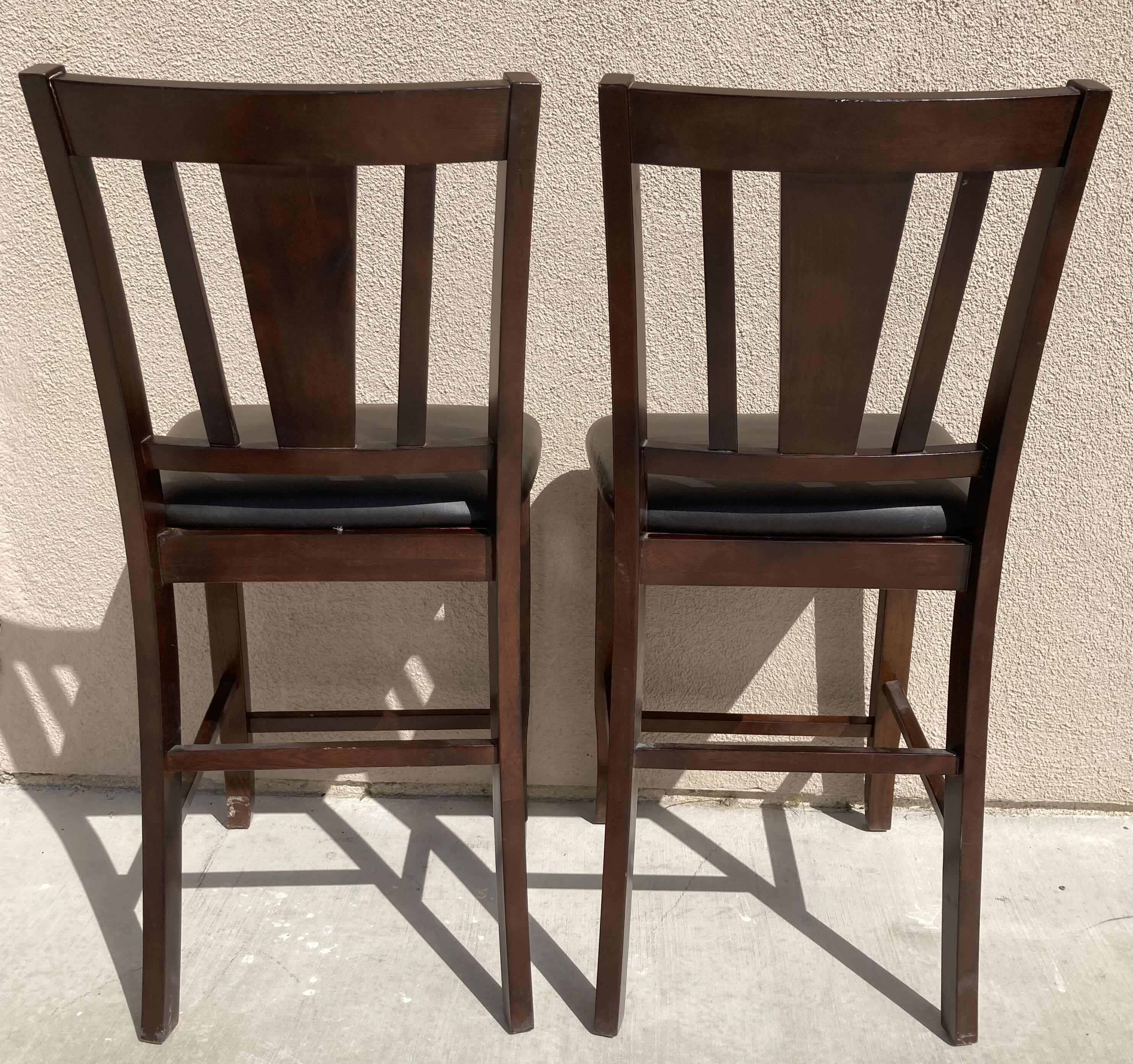 Photo 4 of RED BARREL STUDIOS ESPRESSO FINISH WOOD BLACK UPHOLSTERED SEAT BAR STOOLS SET OF 2 19” X 23” H41”