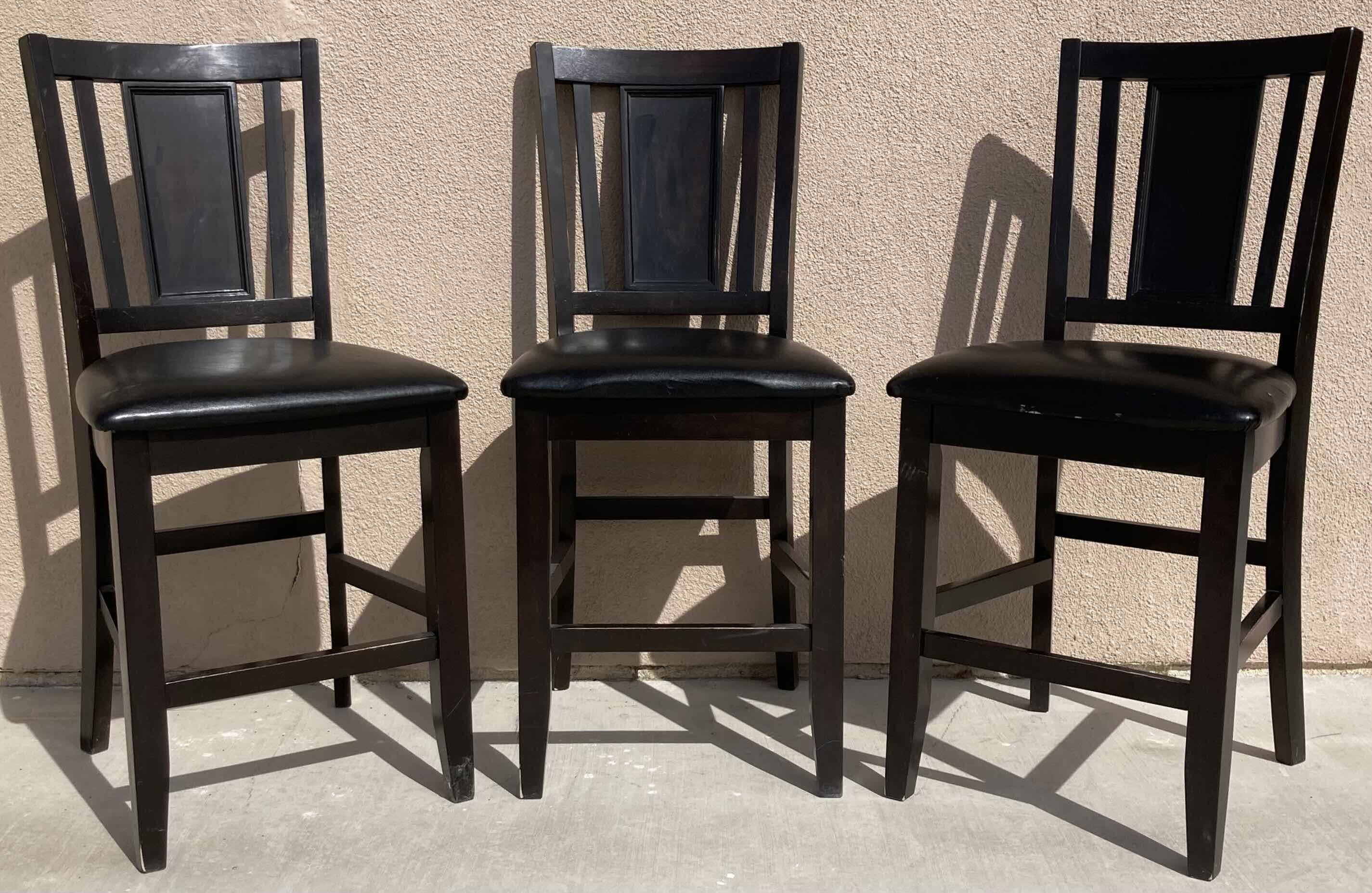 Photo 1 of ASHLEY FURNITURE CARLYLE COLLECTION BLACK WOOD FINISH BAR STOOLS SET OF 3 19” X 17” H40”