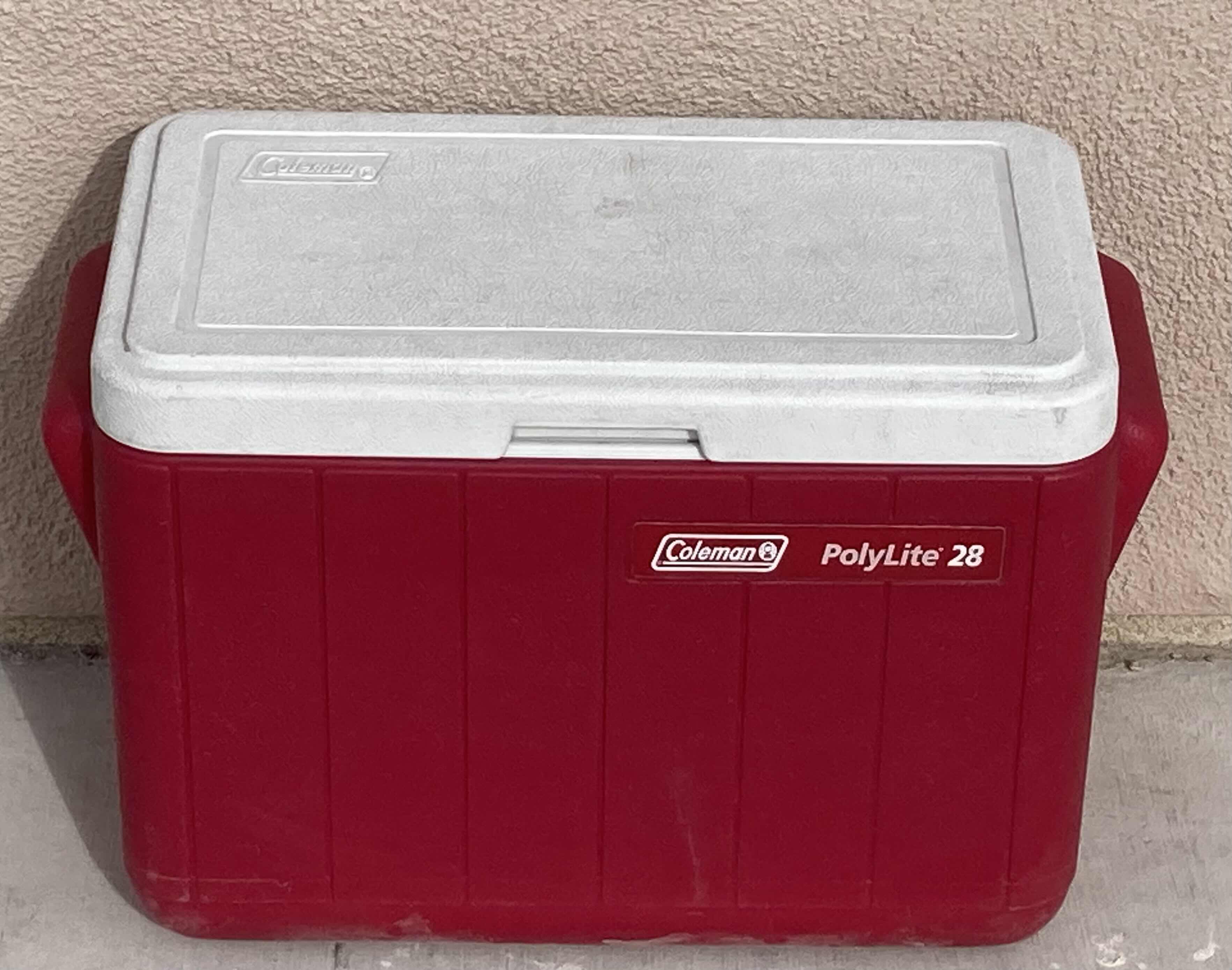 Photo 2 of COLEMAN POLYLITE 28 COOLER ICE CHEST MODEL 5277 21” X 10.5” H13.5”