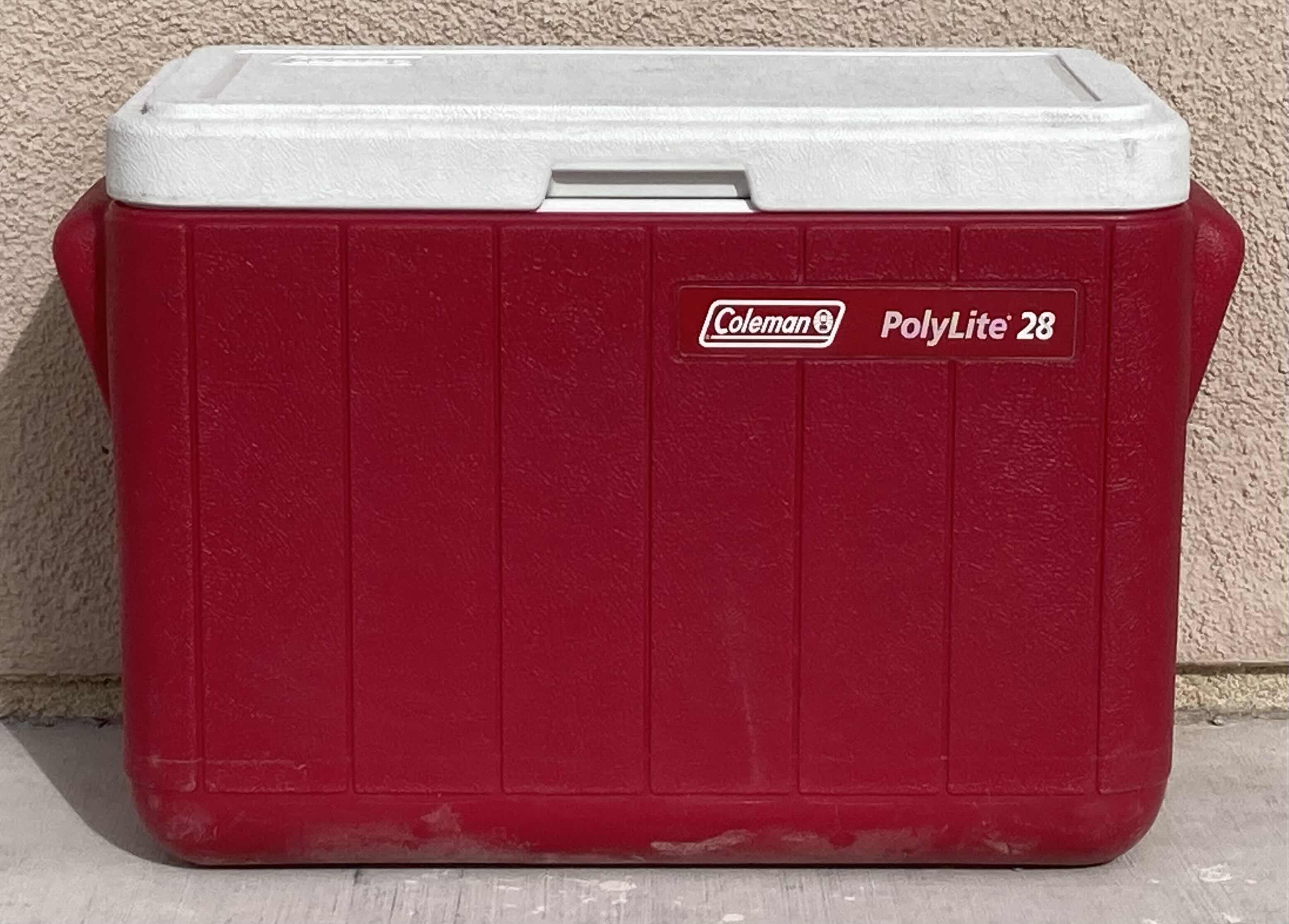 Photo 1 of COLEMAN POLYLITE 28 COOLER ICE CHEST MODEL 5277 21” X 10.5” H13.5”