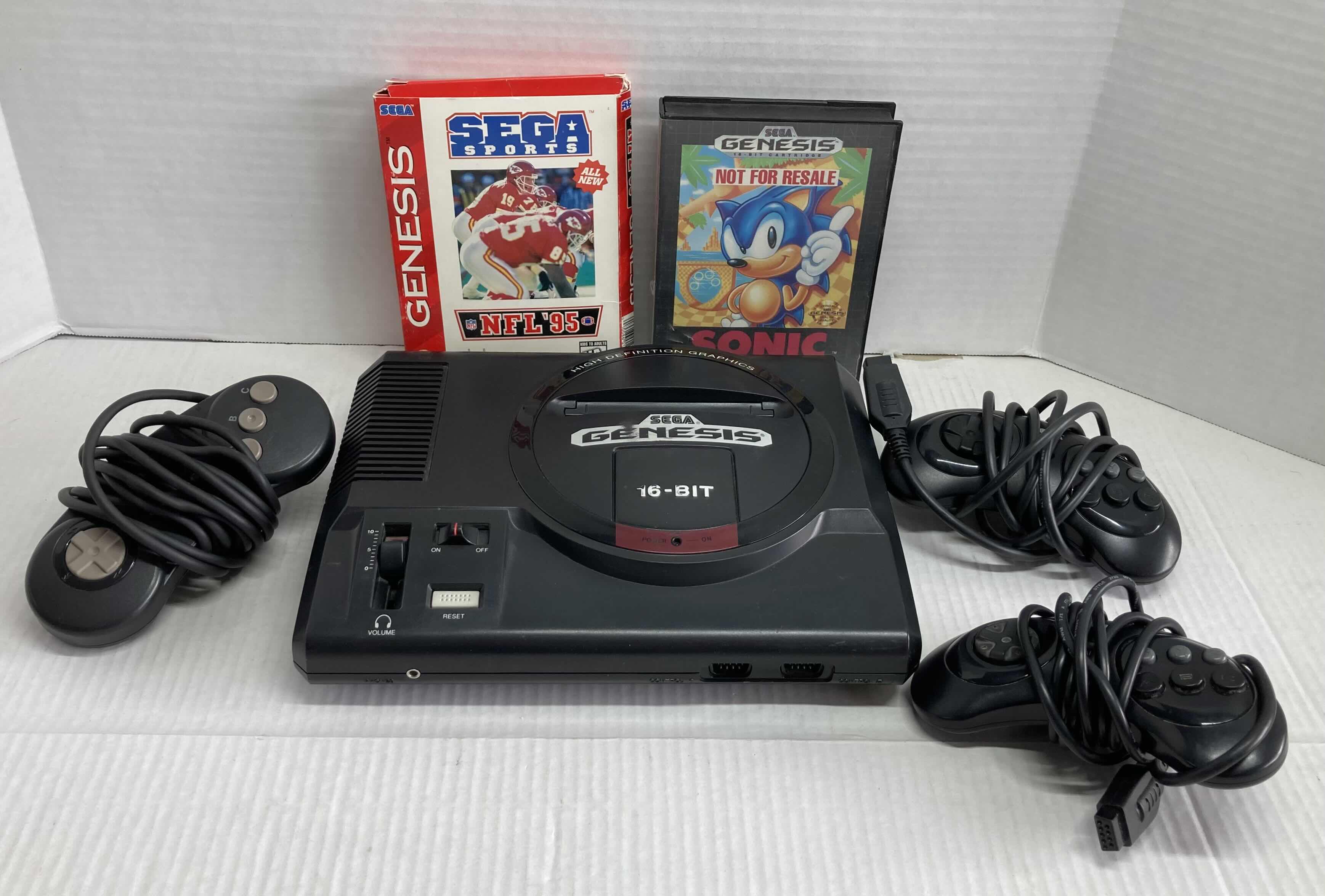 Photo 1 of SEGA GENESIS 16-BIT GAME SYSTEM W 3 CONTROLLERS, SONIC THE HEDGEHOG & NFL ‘95 VIDEO GAMES