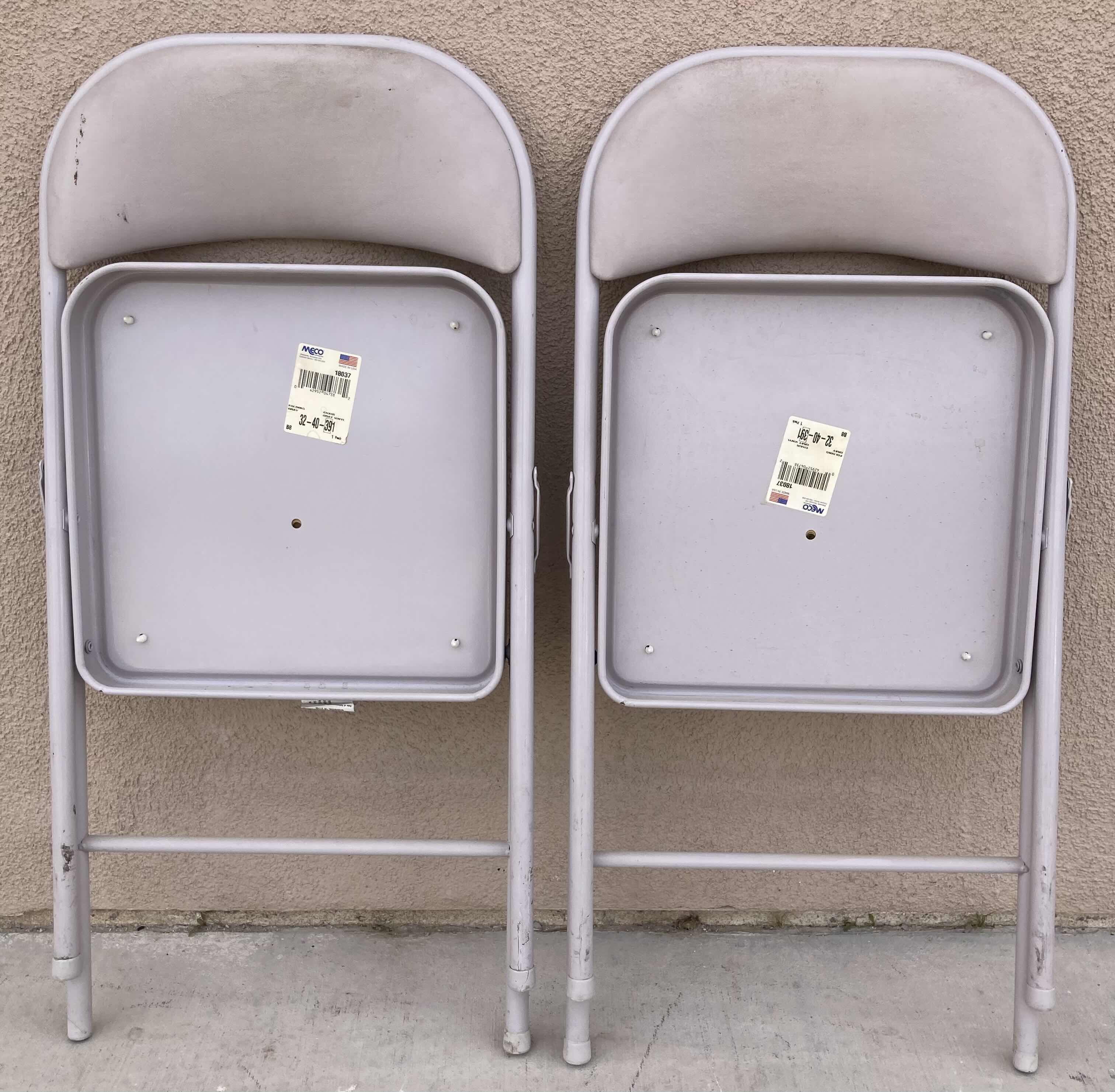 Photo 4 of MECO PADDED FOLDING METAL CHAIRS (2) 18.5” X 19.5” H29”