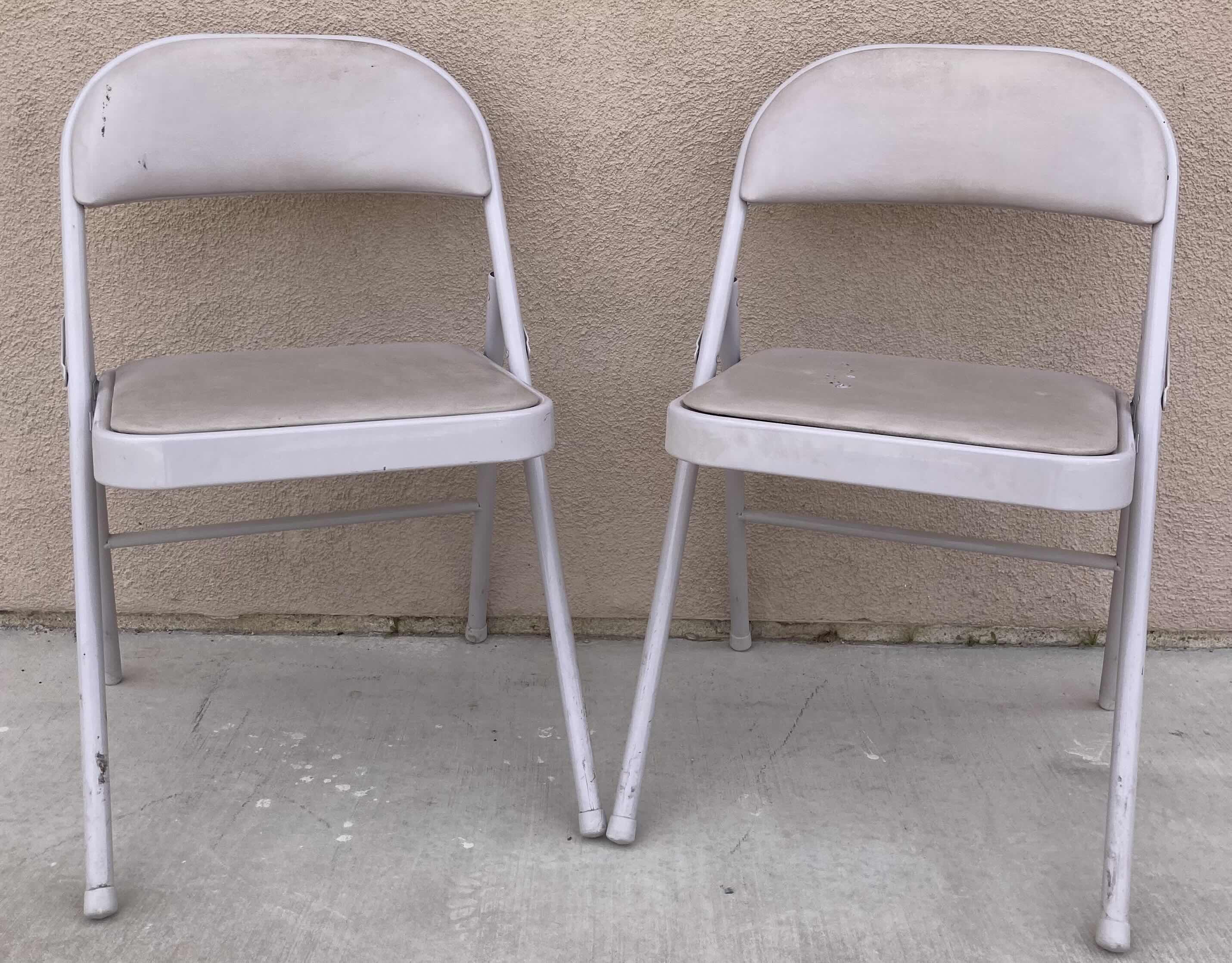 Photo 1 of MECO PADDED FOLDING METAL CHAIRS (2) 18.5” X 19.5” H29”