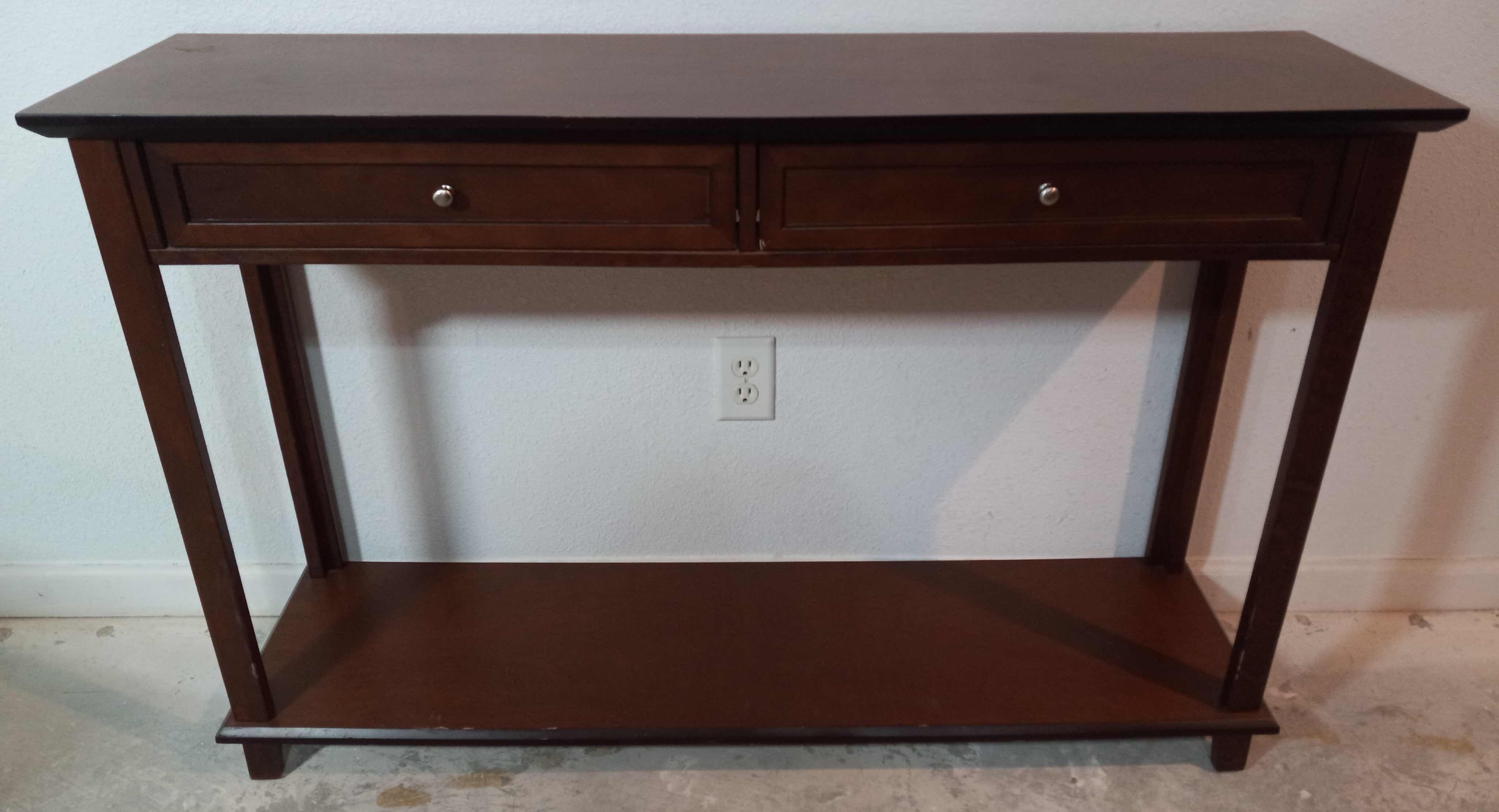 Photo 1 of MAHOGANY WOOD FINISH CONSOLE TABLE 48” X 13” H28”