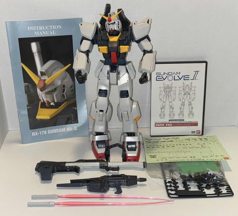 Photo 1 of BANDAI PG 1/60 RX-178 GUNDAM MK-11 A.E.U.G. W/ ACCESSORIES, INSTRUCTION MANUAL & DVD