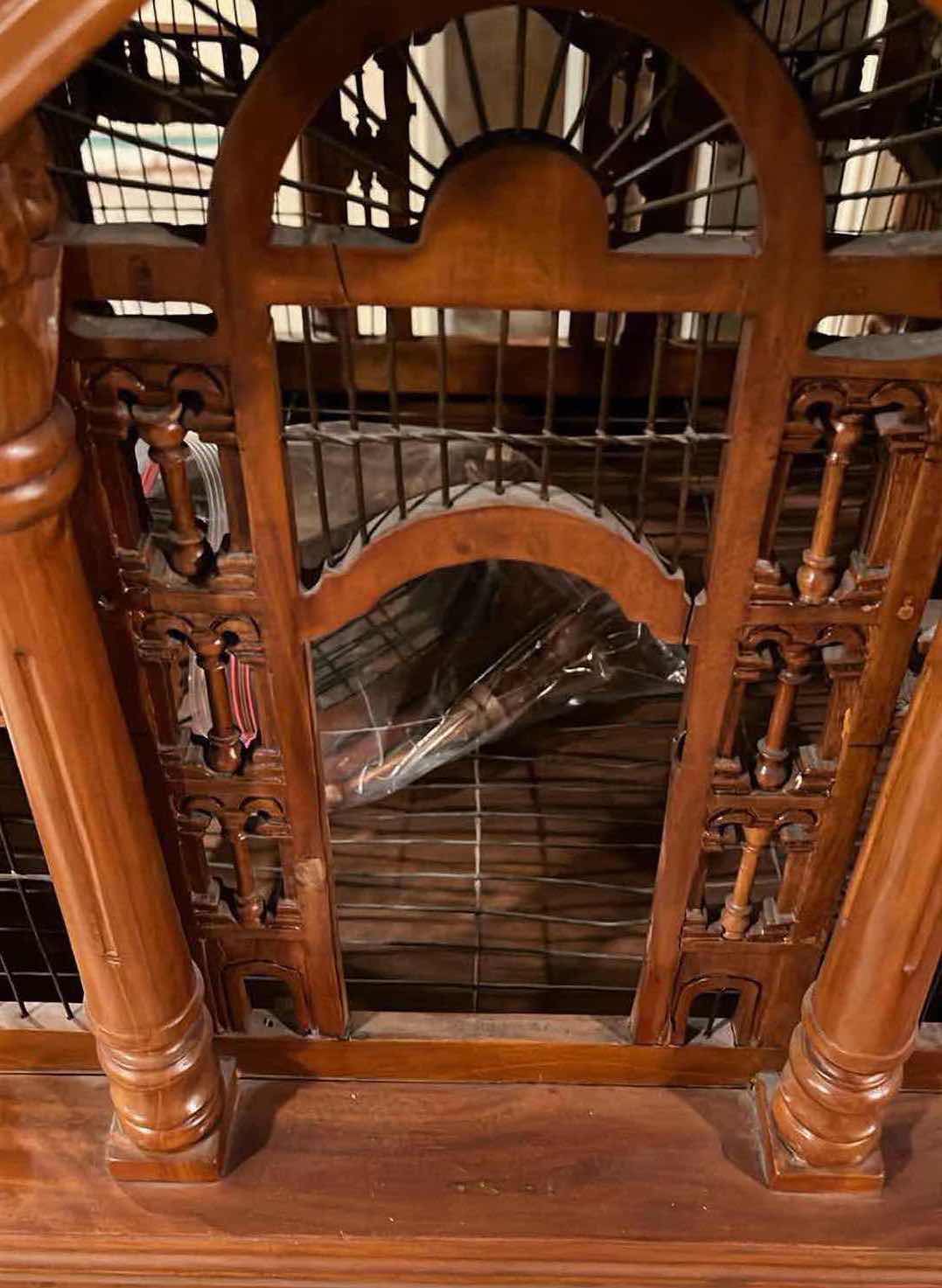 Photo 1 of MAITLAND SMITH MAHOGANY WOOD CATHEDRAL BIRDCAGE 27” X 26.5” H65” (READ NOTES)