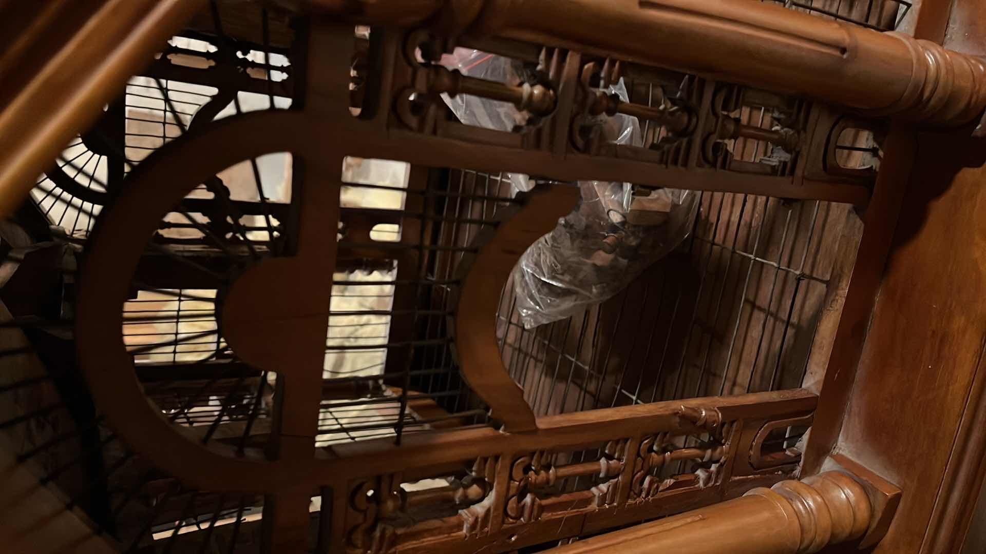 Photo 1 of MAITLAND SMITH MAHOGANY WOOD CATHEDRAL BIRDCAGE 27” X 26.5” H65” (READ NOTES)