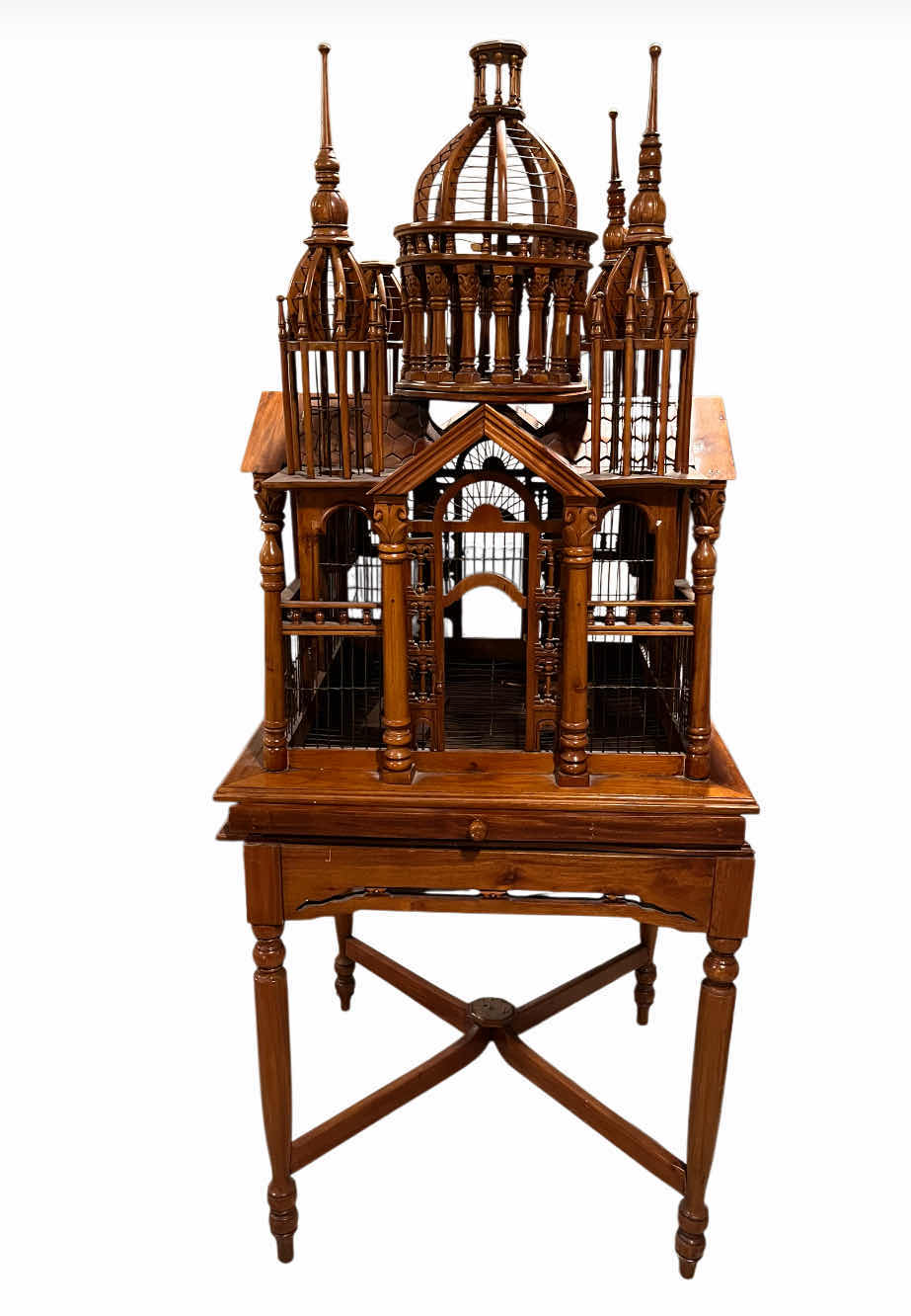 Photo 1 of MAITLAND SMITH MAHOGANY WOOD CATHEDRAL BIRDCAGE 27” X 26.5” H65” (READ NOTES)