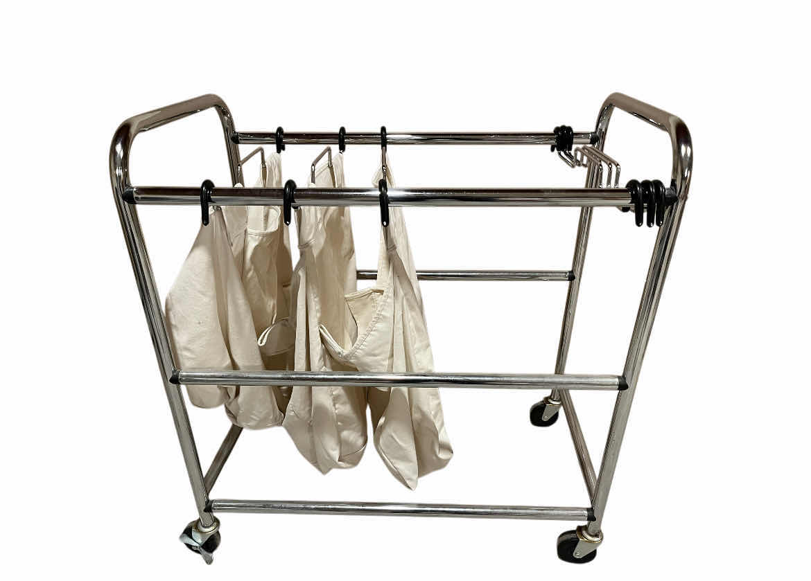 Photo 1 of HOUSEHOLD ESSENTIALS ROLLING TRIPLE BAG LAUNDRY SORTER 31” X 18” H33”