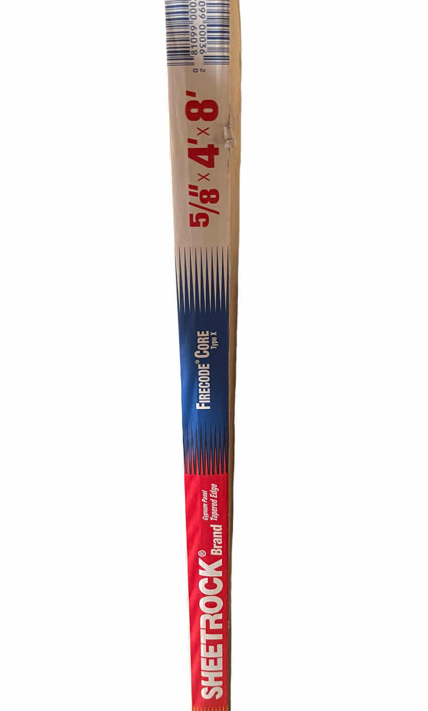 Photo 1 of USG SHEETROCK GYPSUM PANEL FIRE CODE CORE DRYWALL PANELS 5-PACK 5/8” X 4’ X 8’ (READ NOTES)