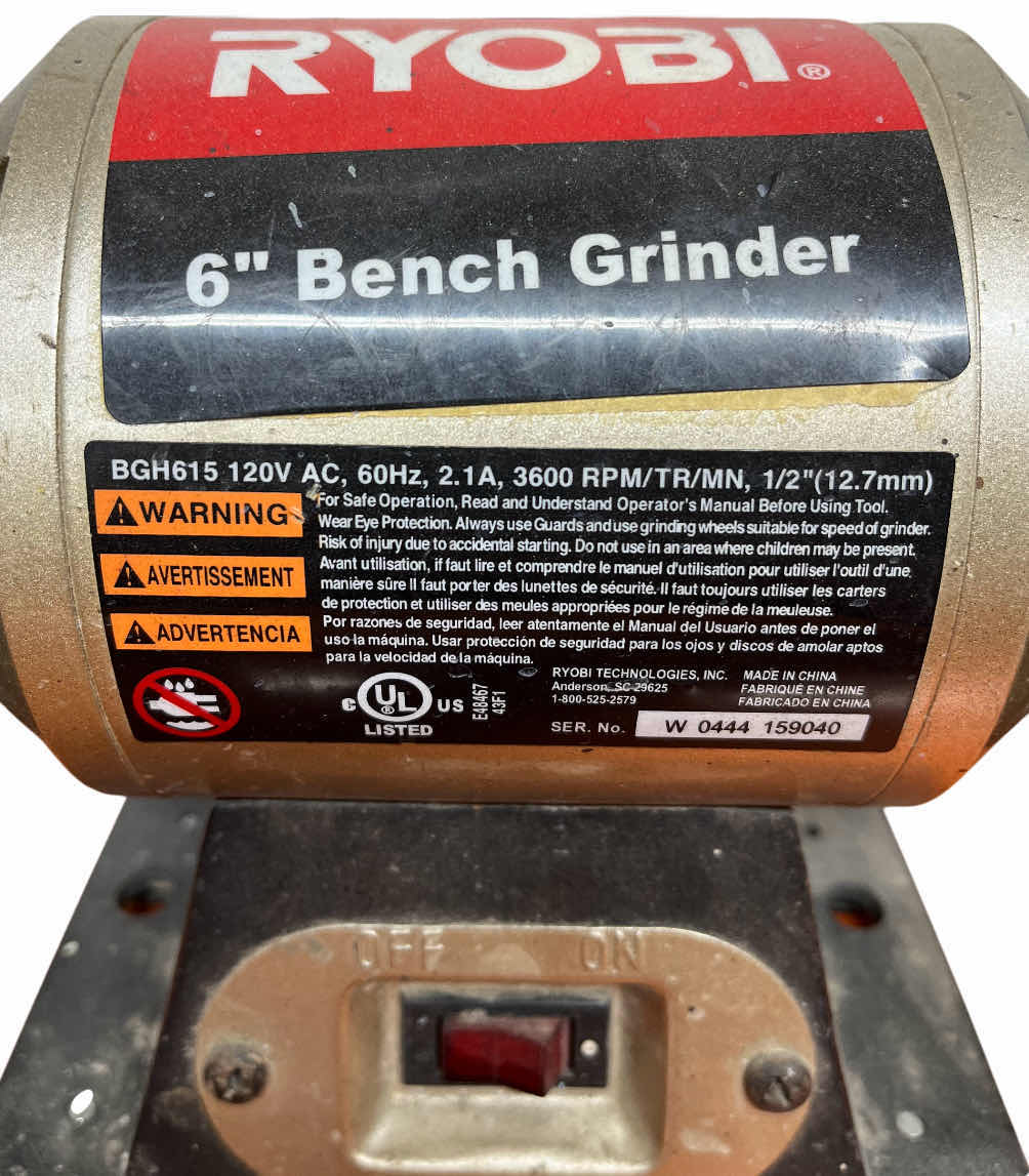 Photo 1 of RYOBI 6” BENCH GRINDER MODEL BGH615