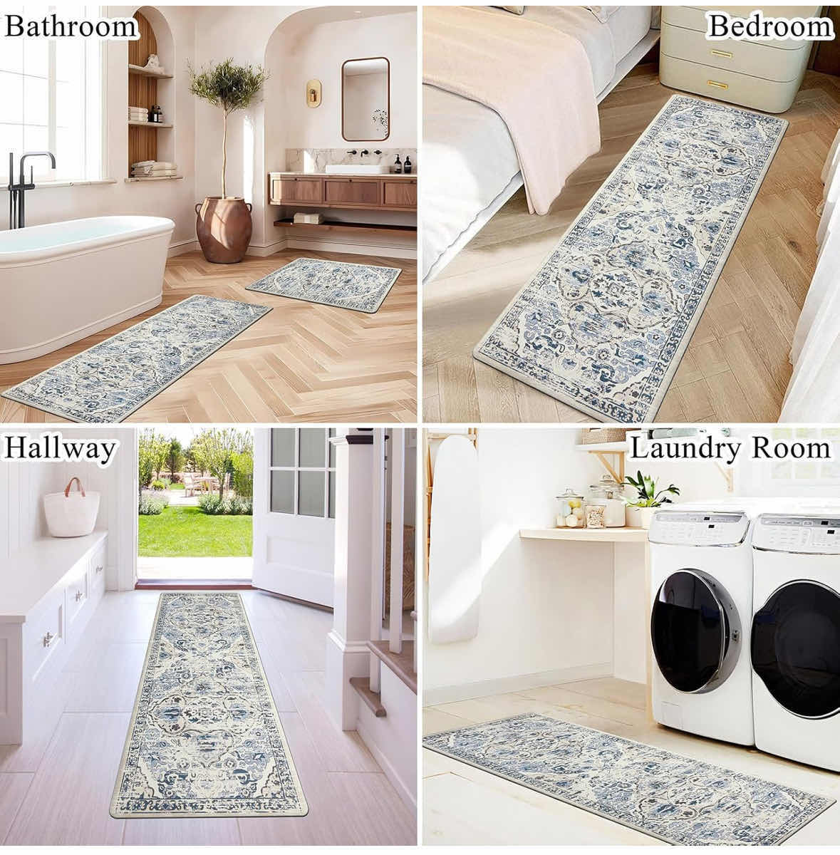 Photo 1 of NEW LLEADING CUSHIONED WATERPROOF ANTI-FATIGUE KITCHEN/BATHROOM MAT SET OF 2, NON-SLIP STAIN RESISTANT PVC FLOOR MATS, BLUE 17” X 47 & 17” X 28”